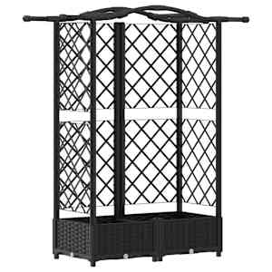 vidaXL T&otilde;stetud Padi Kase ja Katusega Must 124 x 40 x 123 cm PP