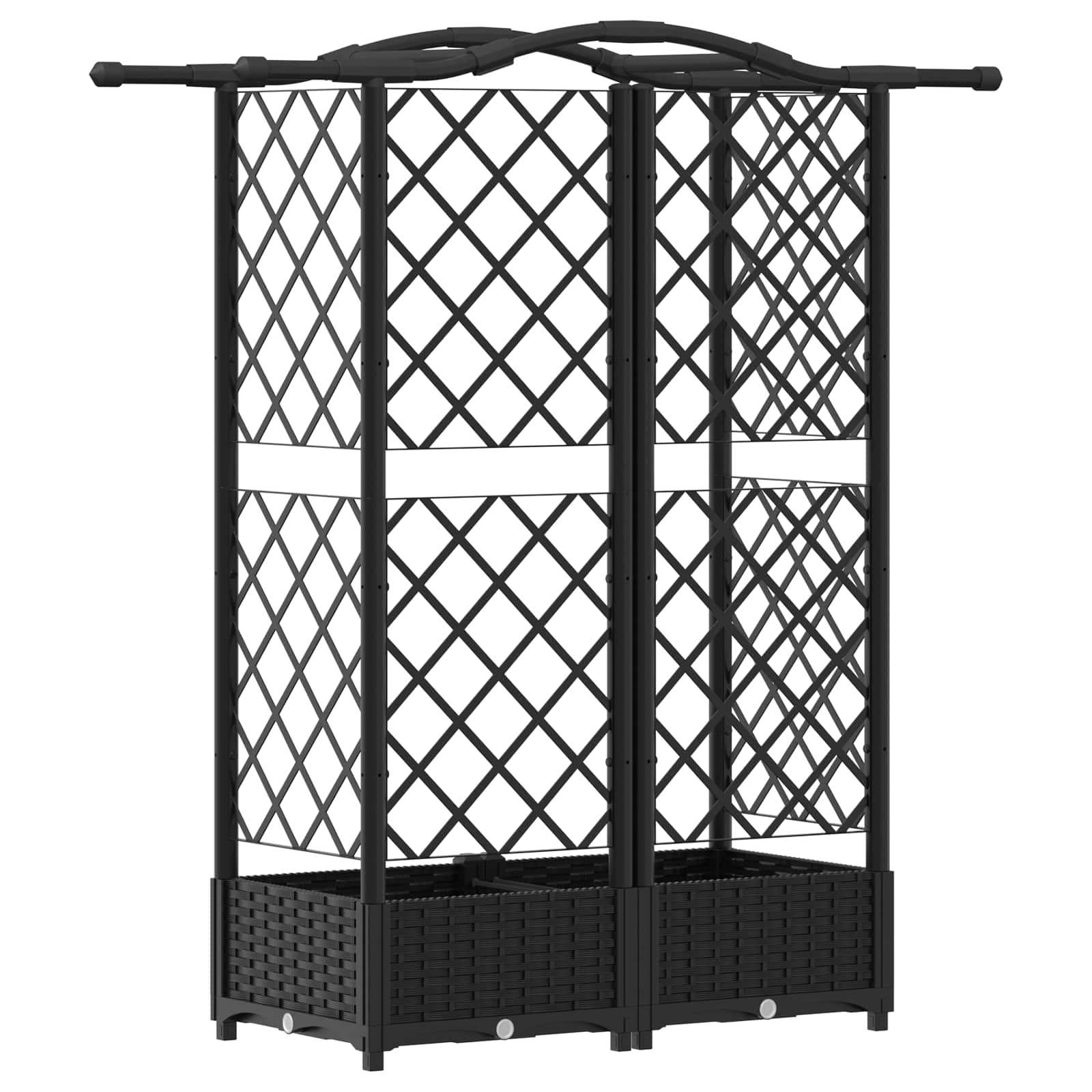 Verhoogd Bed met Trellis en Dak Zwart 124 x 40 x 126 cm PP image 5