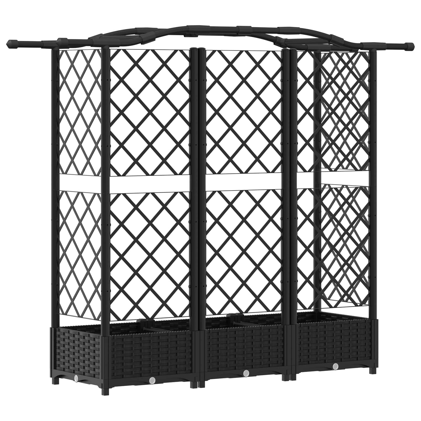 Verhoogd Bed met Trellis en Dak Zwart 163 x 40 x 126 cm PP image 5