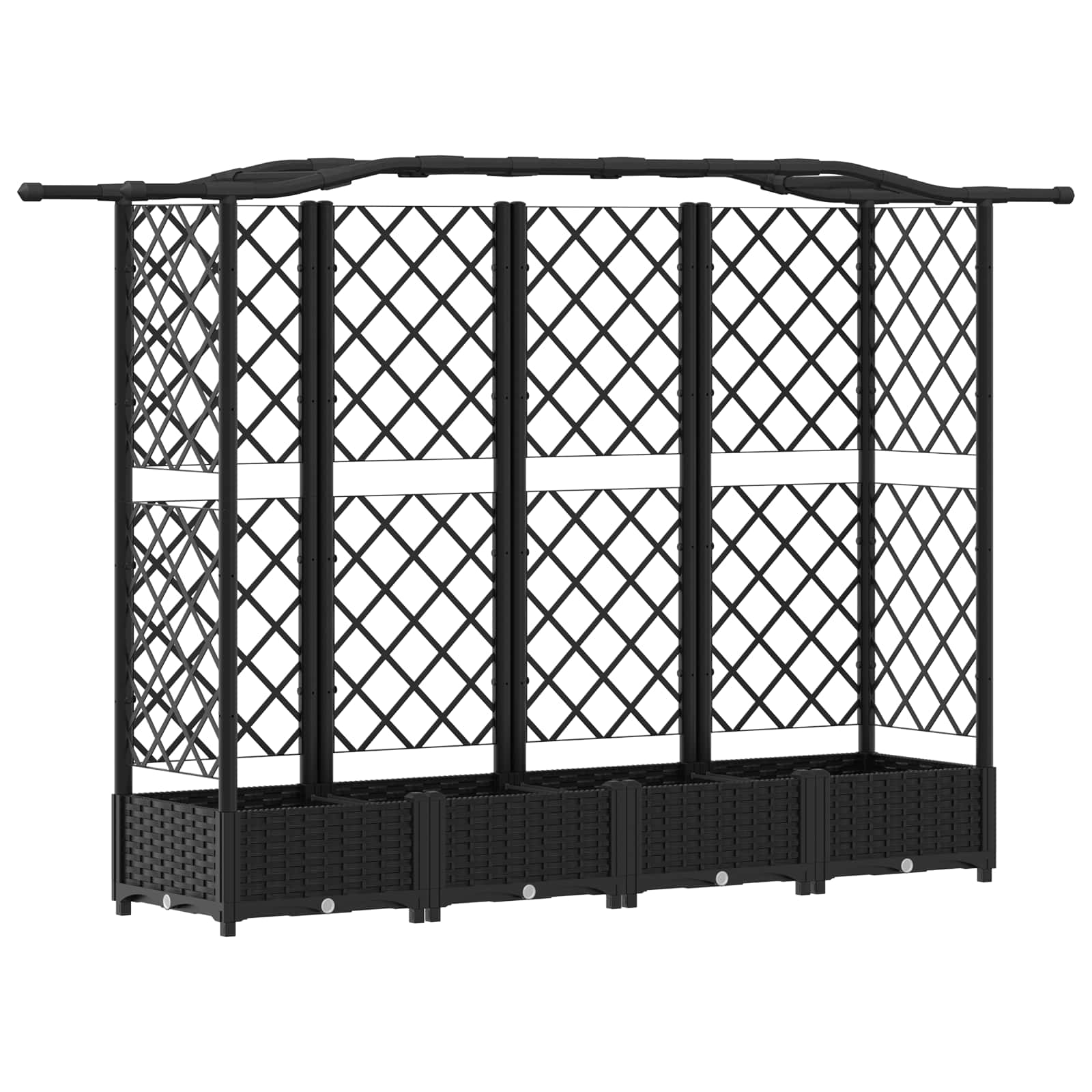 Verhoogd Bed met Trellis en Dak Zwart 203,5 x 40 x 125 cm PP image 2
