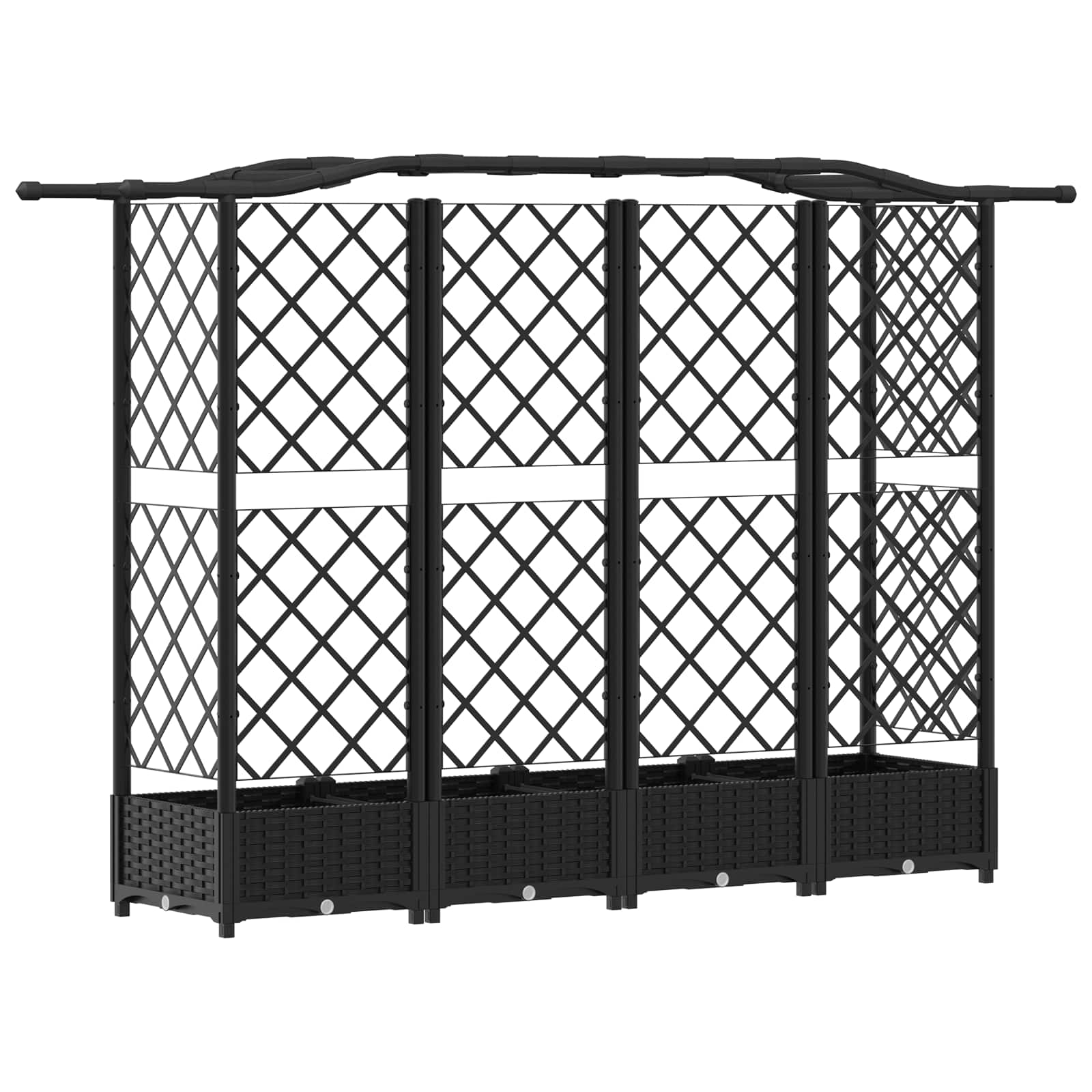 Verhoogd Bed met Trellis en Dak Zwart 203,5 x 40 x 125 cm PP image 5