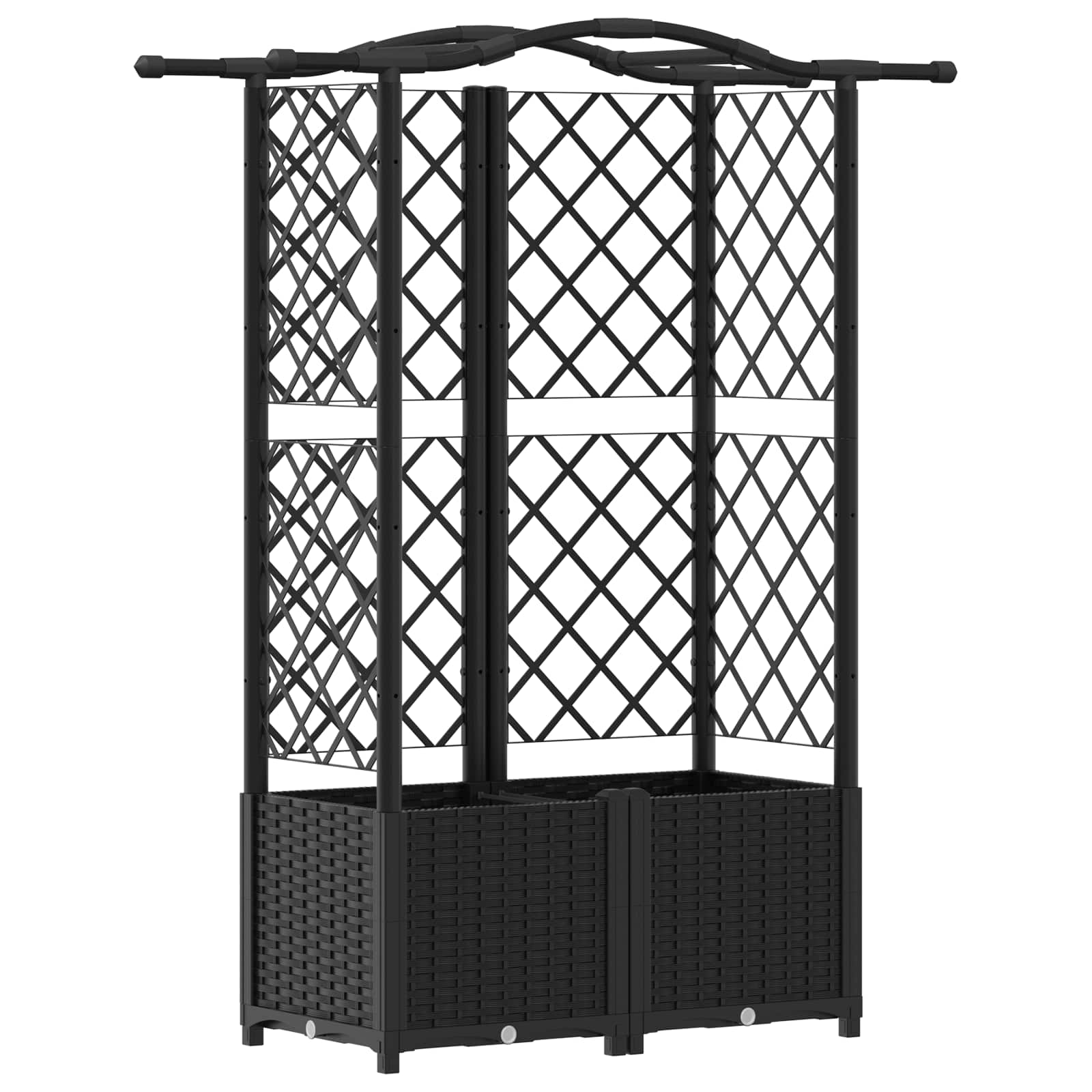 vidaXL Vyvýšený záhon s mriežkou a strechou Čierna 122 x 40 x 138 cm