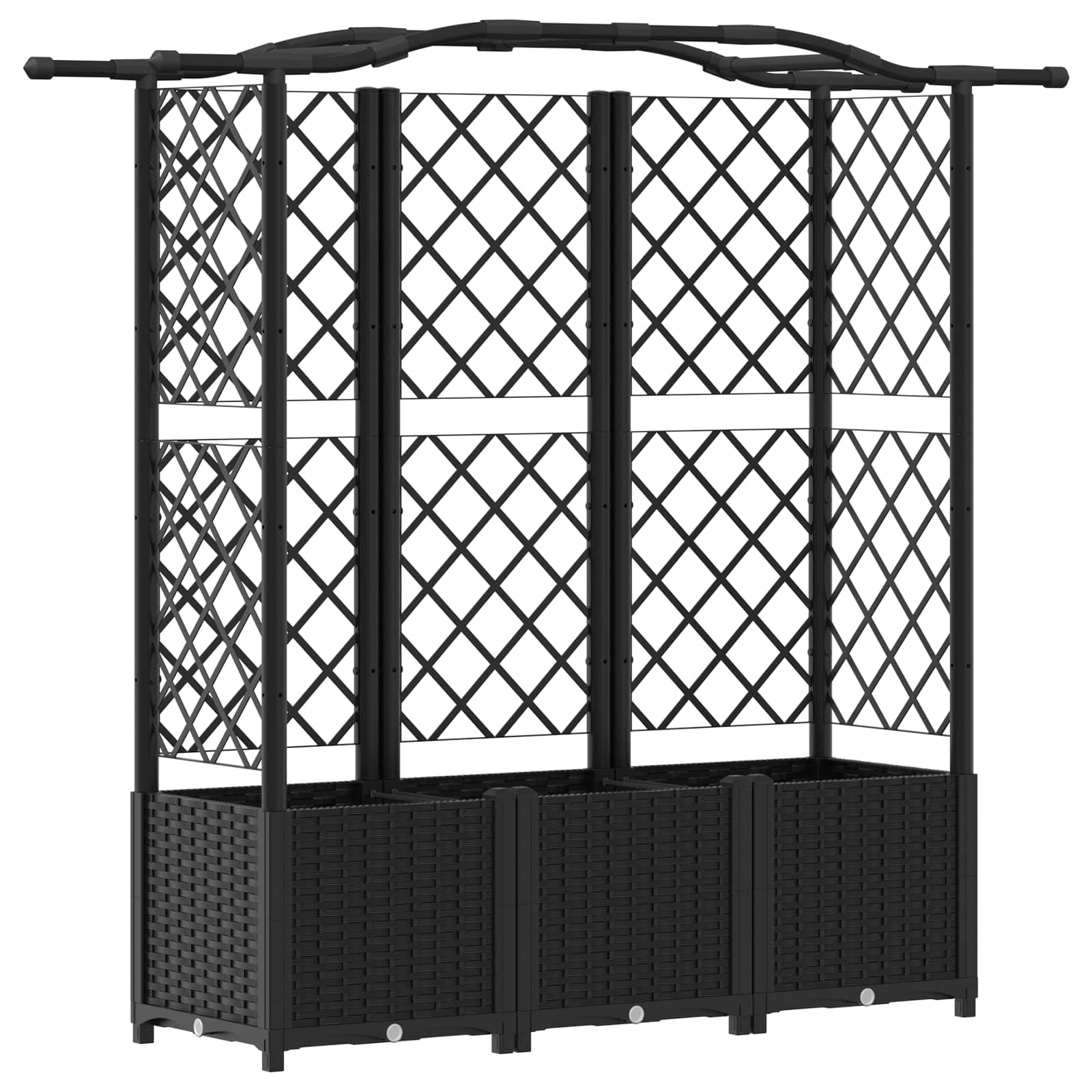 vidaXL Vyvýšený záhon s mriežkou a strechou Čierna 163 x 40 x 138 cm