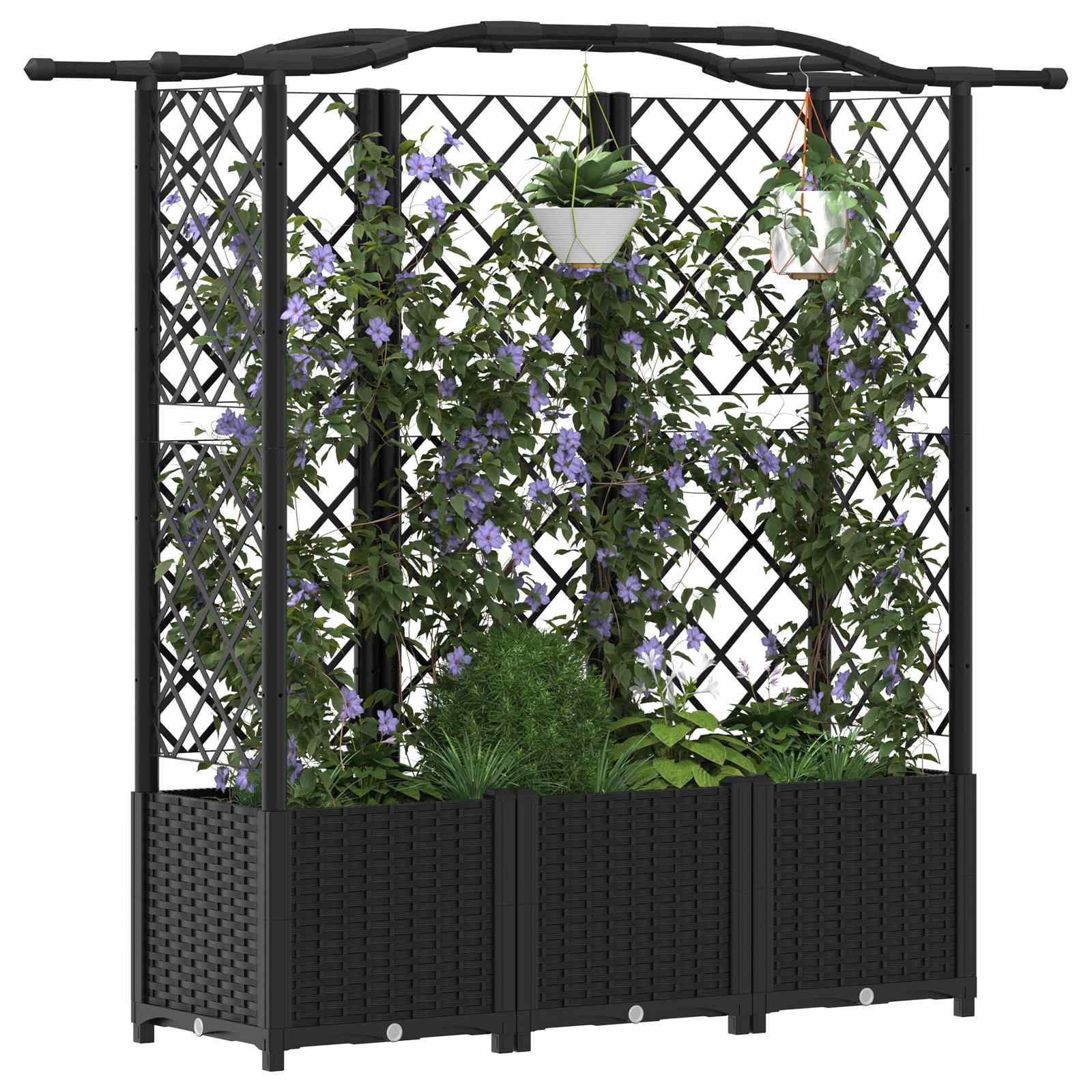 Verhoogd Bed met Trellis en Dak Zwart 163 x 40 x 141 cm PP image 3