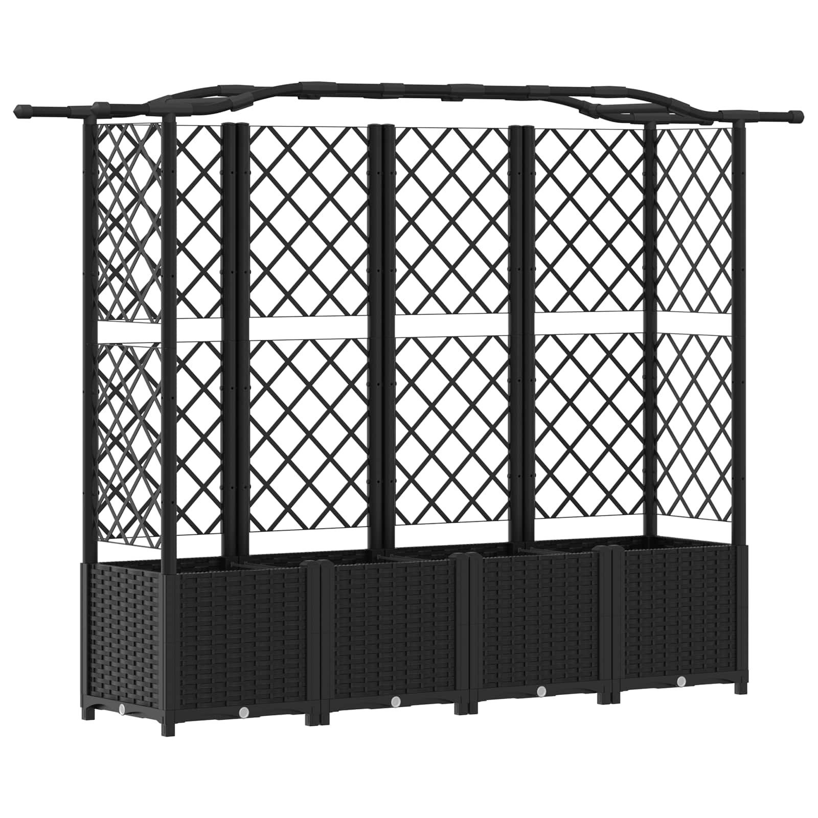 Verhoogd Bed met Trellis en Dak Zwart 204 x 40 x 141 cm PP image 2