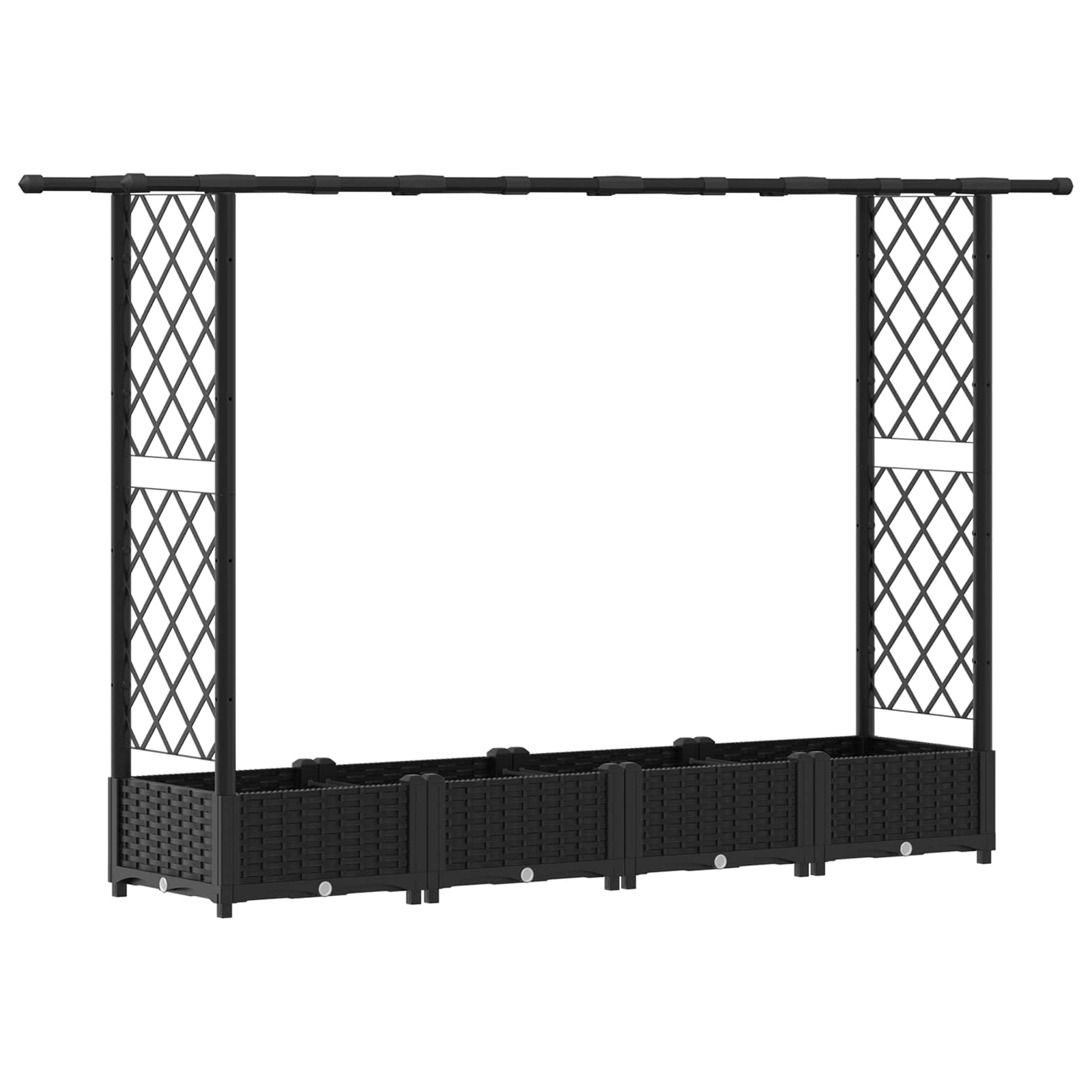 Verhoogd Bed met Trellis en Dak Zwart 203 x 40 x 123 cm PP image 2
