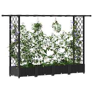 Vyvýšený záhon s treláží a střechou Černá 203 x 40 x 121 cm PP - obrázek 3