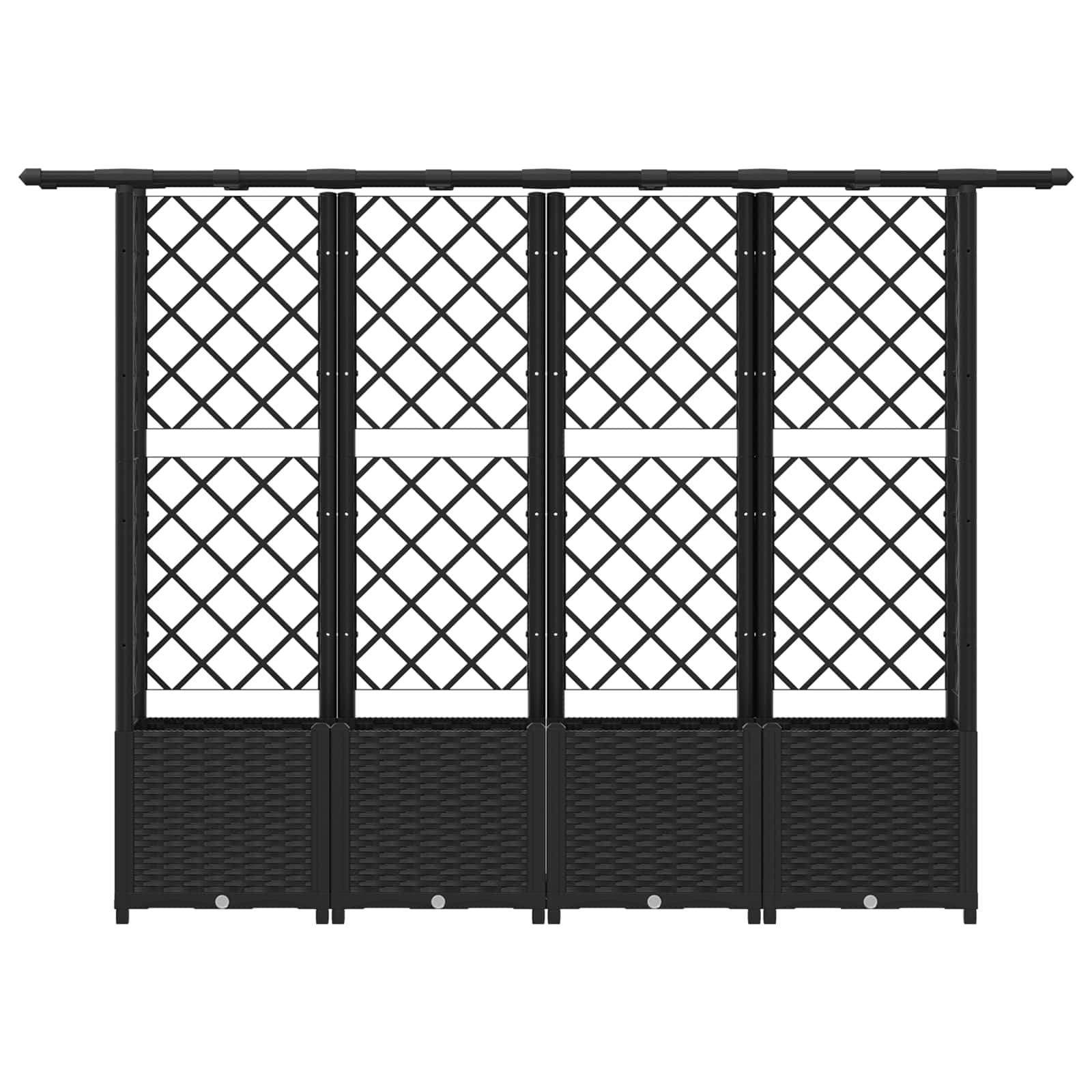 Verhoogd Bed met Trellis en Dak Zwart 203 x 40 x 138 cm PP image 4