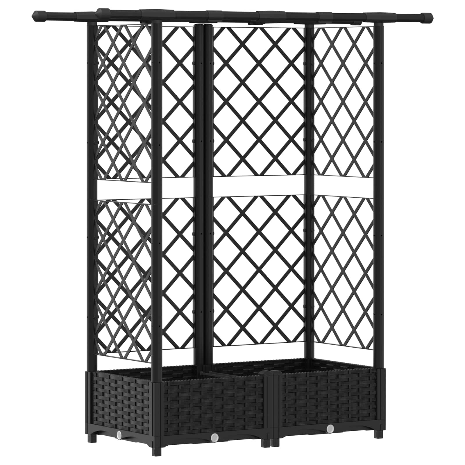 Verhoogd Bed met Trellis en Dak Zwart 124 x 40 x 123 cm PP image 2