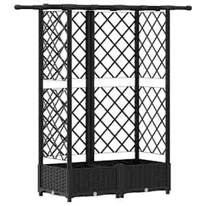 vidaXL T&otilde;stetud Padi Kase ja Katusega Must 124 x 40 x 121 cm PP