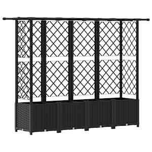 Vyvýšený záhon s treláží a střechou Černý 202 x 40 x 138 cm PP - obrázek 2