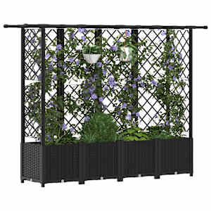 Vyvýšený záhon s treláží a střechou Černý 202 x 40 x 138 cm PP - obrázek 3