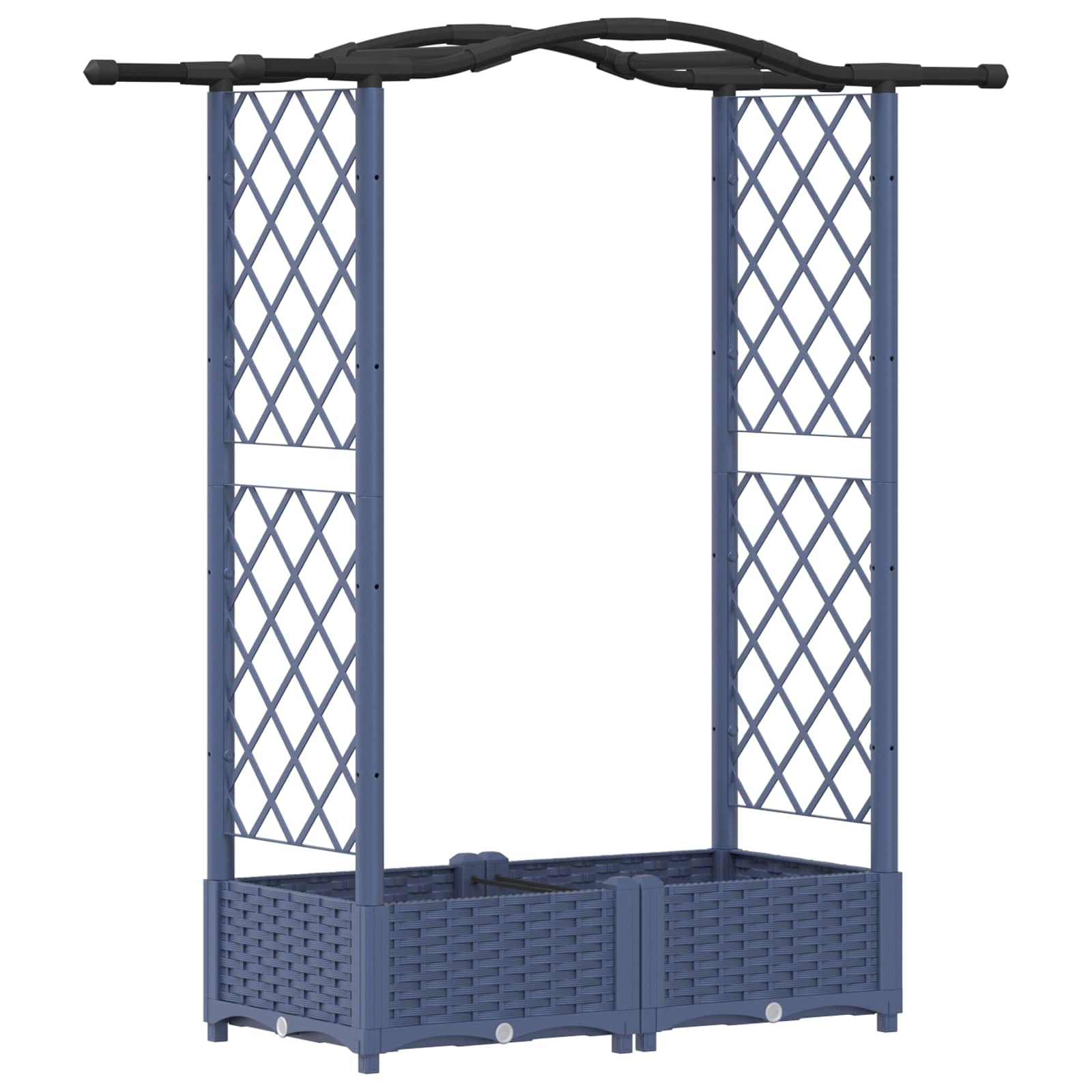 Verhoogd Bed met Trellis en Dak Grijs 124 x 40 x 125 cm PP image 2