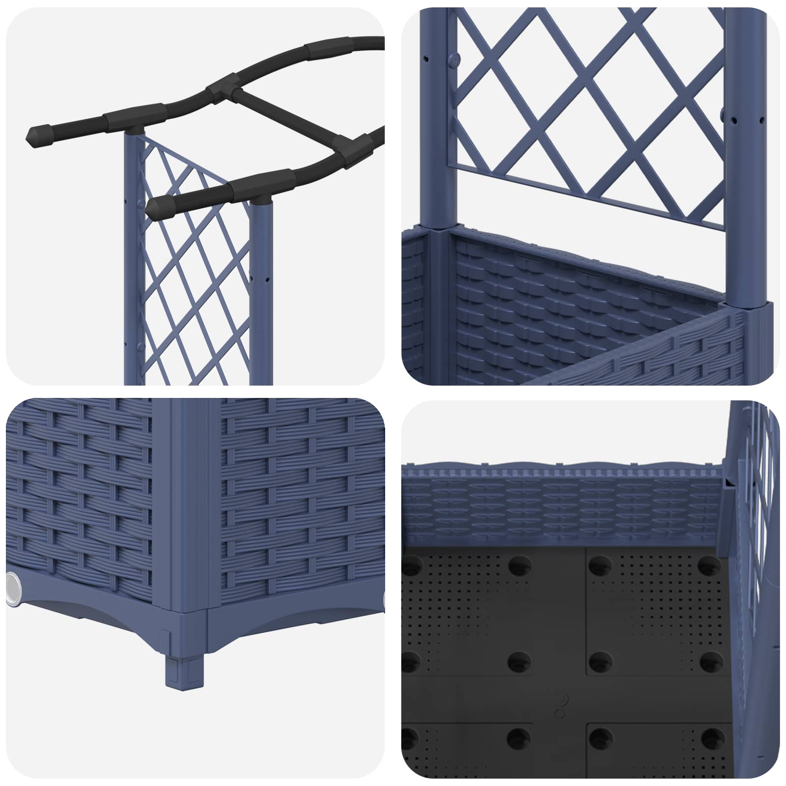 Verhoogd Bed met Trellis en Dak Grijs 169 x 40 x 125 cm PP image 6