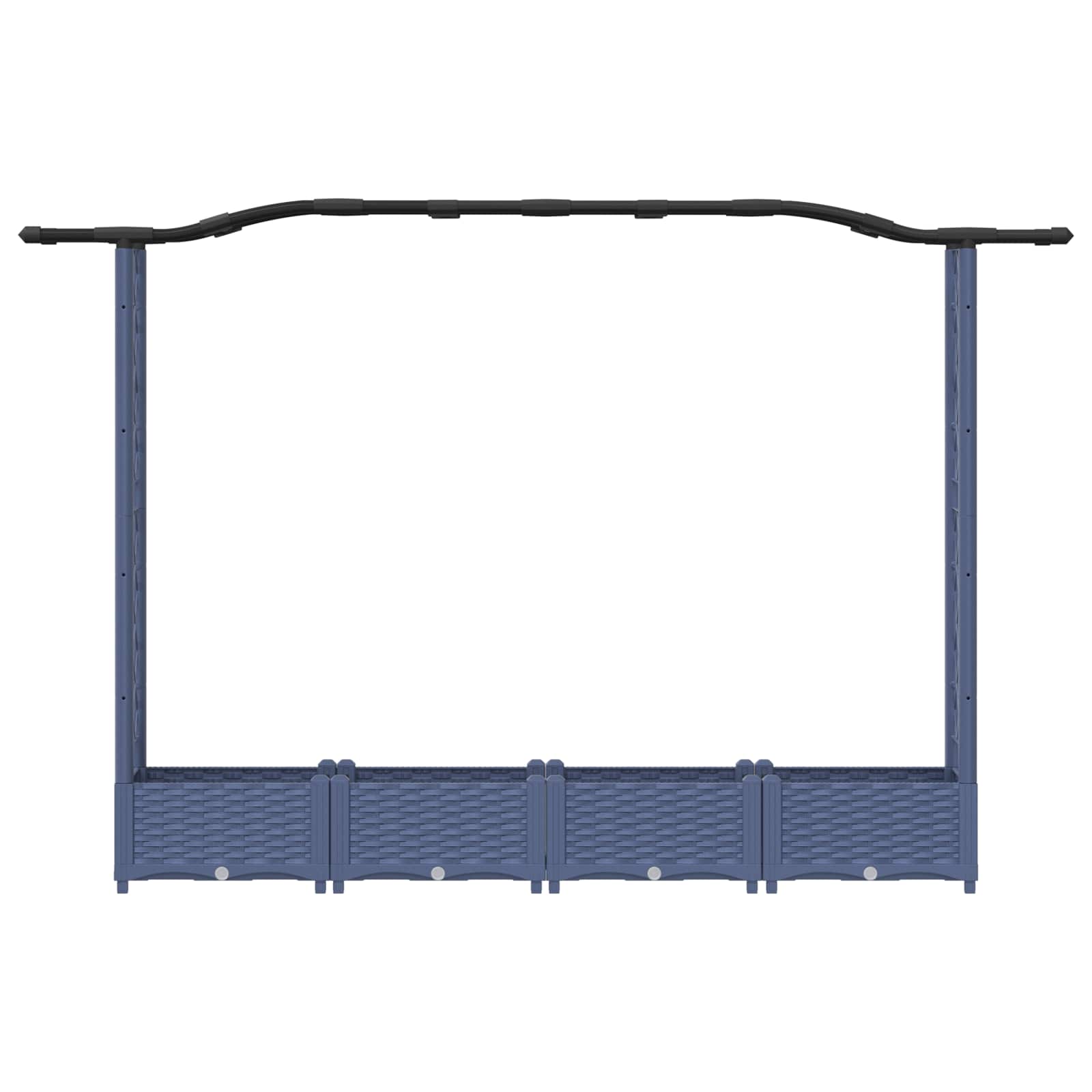 Verhoogd Bed met Trellis en Dak Grijs 207 x 40 x 126 cm PP image 4