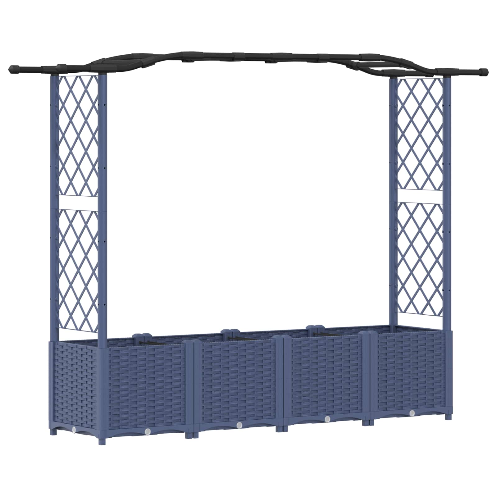 Verhoogd Bed met Trellis en Dak Grijs 204 x 40 x 141 cm PP image 2