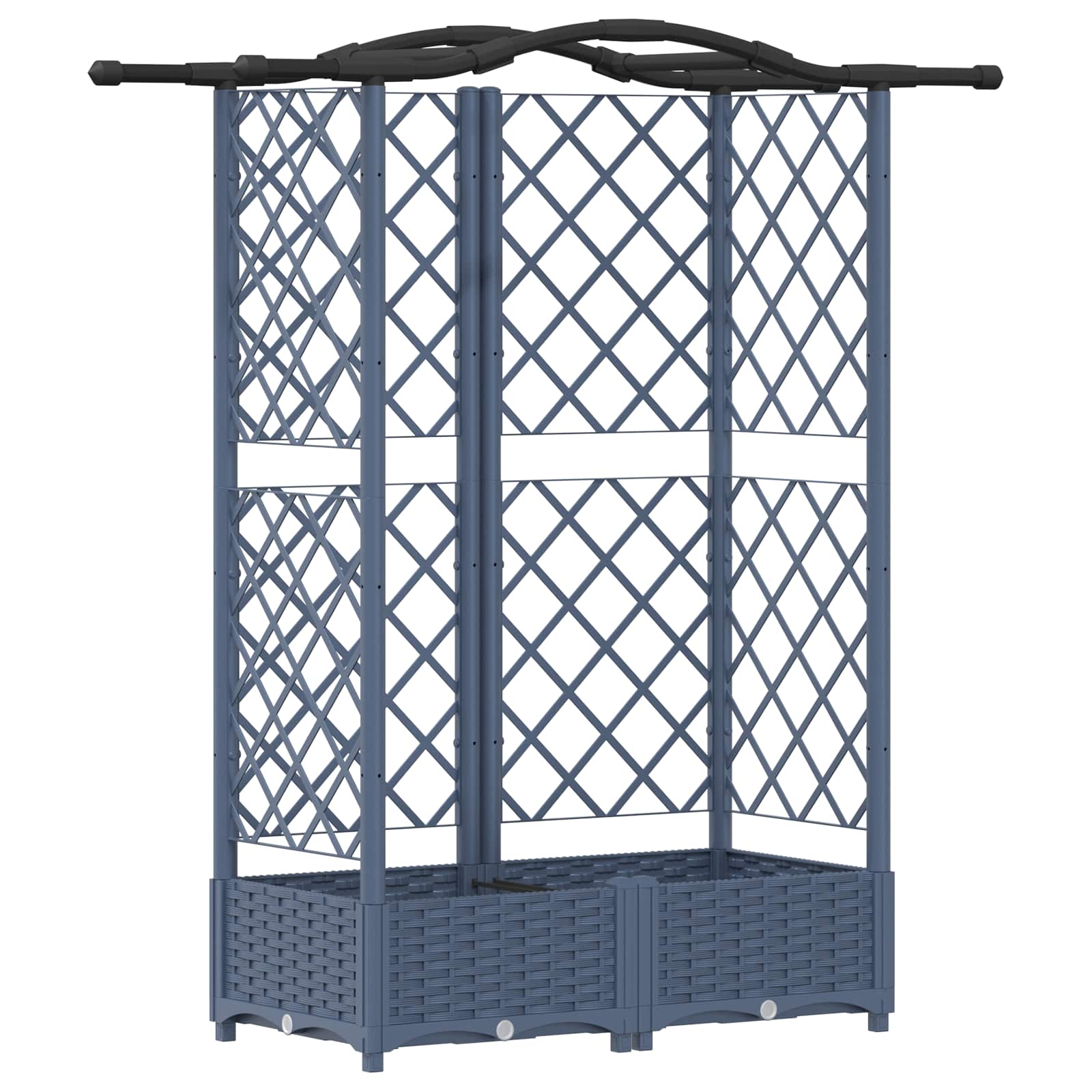 Verhoogd Bed met Trellis en Dak Grijs 124 x 40 x 126 cm PP image 2