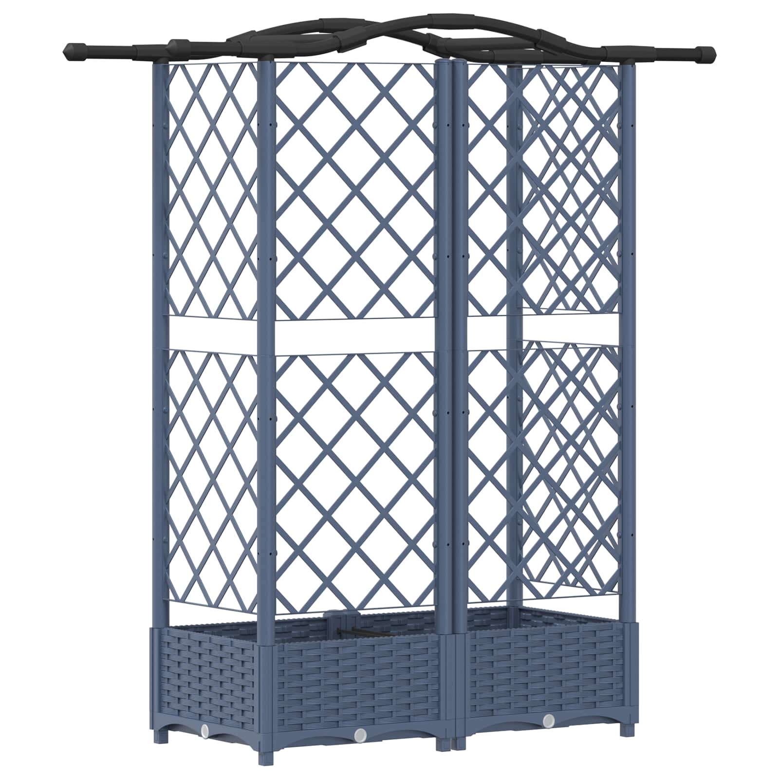 Verhoogd Bed met Trellis en Dak Grijs 124 x 40 x 126 cm PP image 5