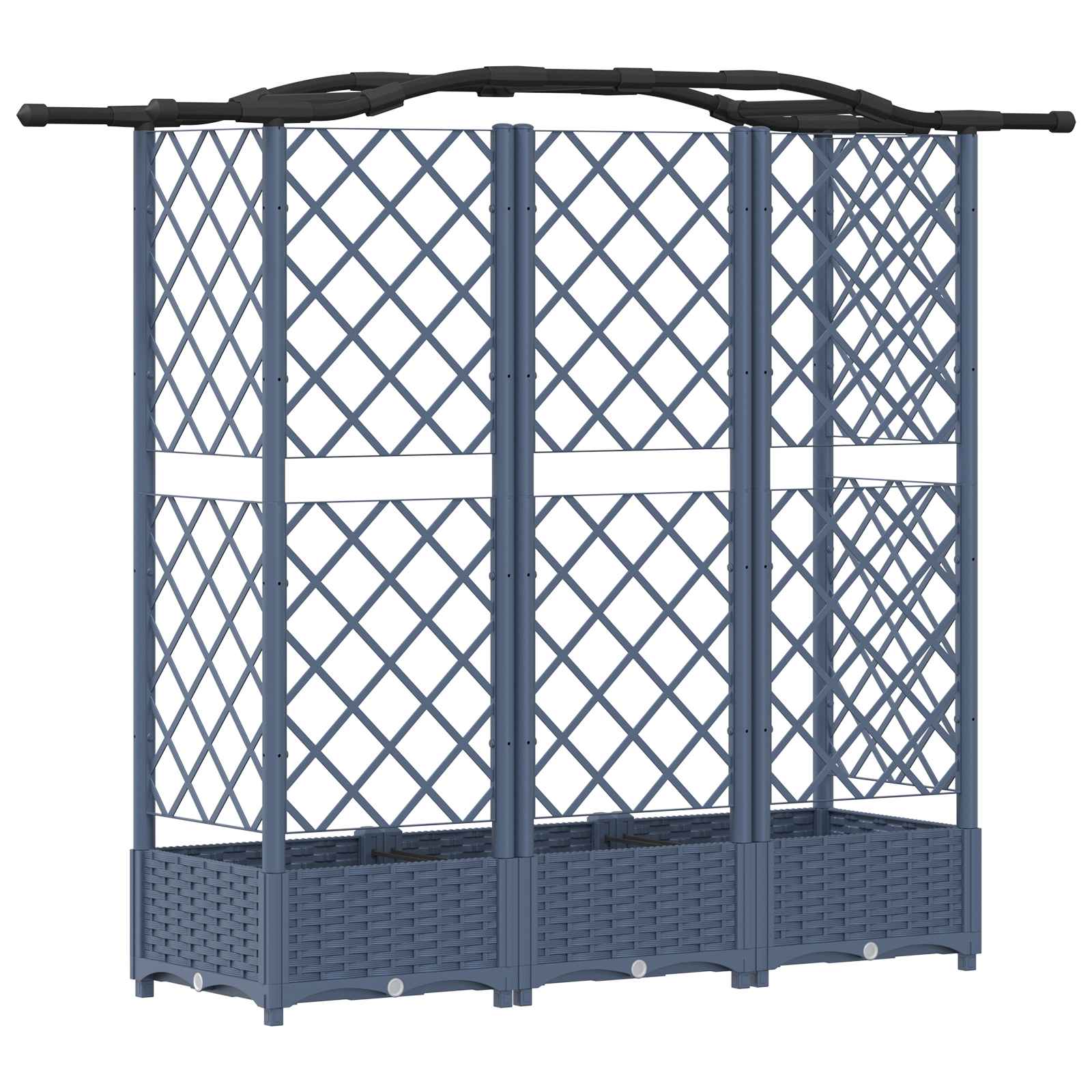 Verhoogd Bed met Trellis en Dak Grijs 163 x 40 x 126 cm PP image 5