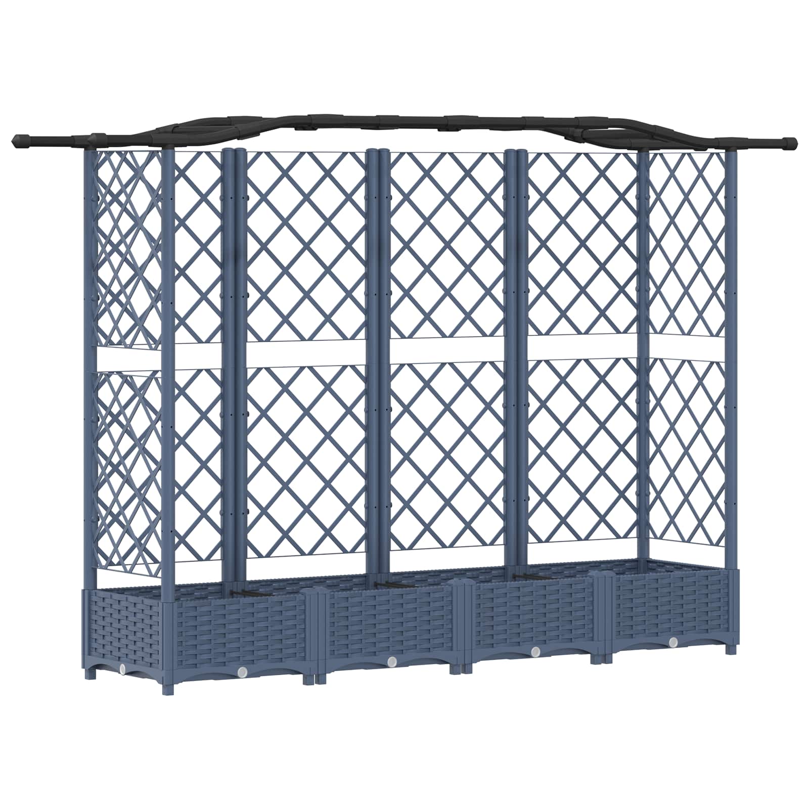 Verhoogd Bed met Trellis en Dak Grijs 203,5 x 40 x 125 cm PP image 2