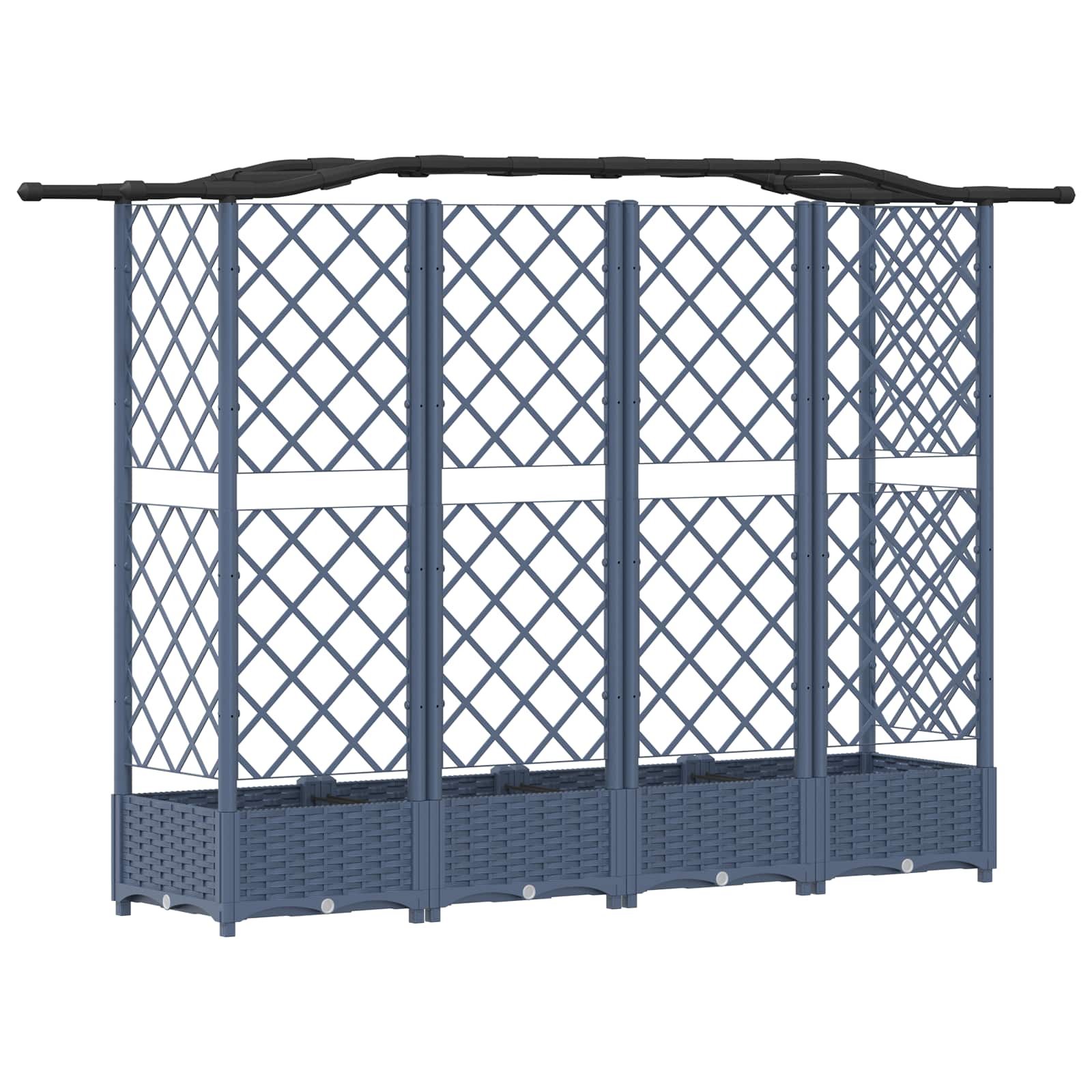 Verhoogd Bed met Trellis en Dak Grijs 203,5 x 40 x 125 cm PP image 5