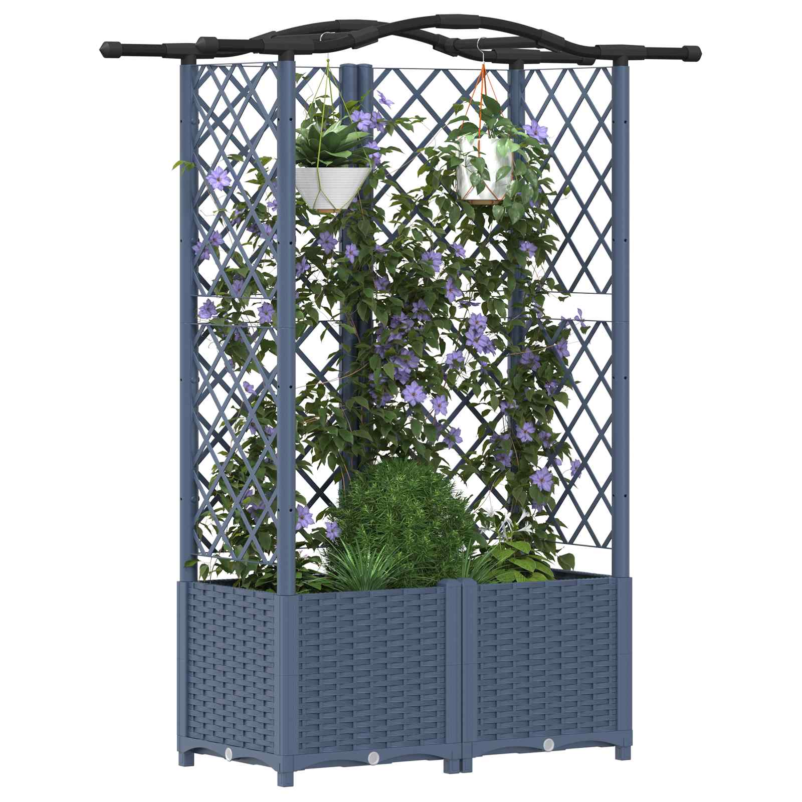 Verhoogd Bed met Trellis en Dak Grijs 122 x 40 x 141 cm PP image 3