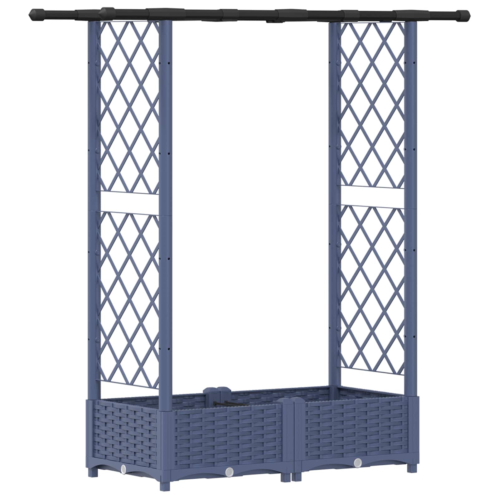 Verhoogd Bed met Trellis en Dak Grijs 122,5 x 40 x 123 cm PP image 2