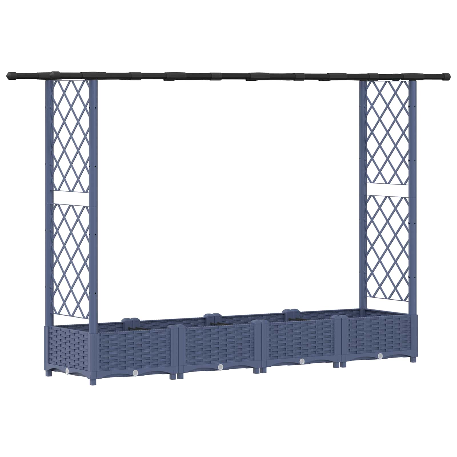 Verhoogd Bed met Trellis en Dak Grijs 203 x 40 x 123 cm PP image 2
