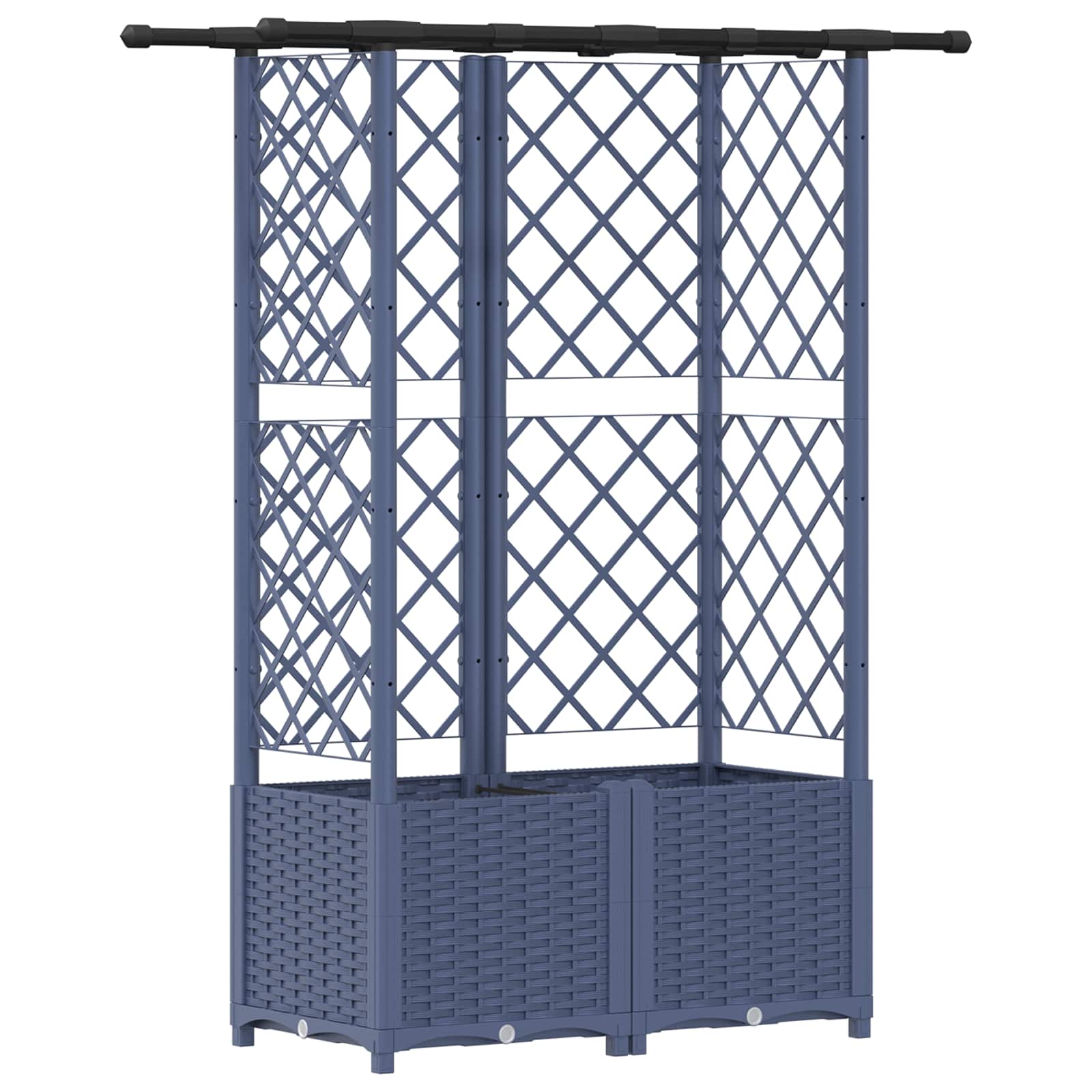 Verhoogd Bed met Trellis en Dak Grijs 124,5 x 40 x 138 cm PP image 2