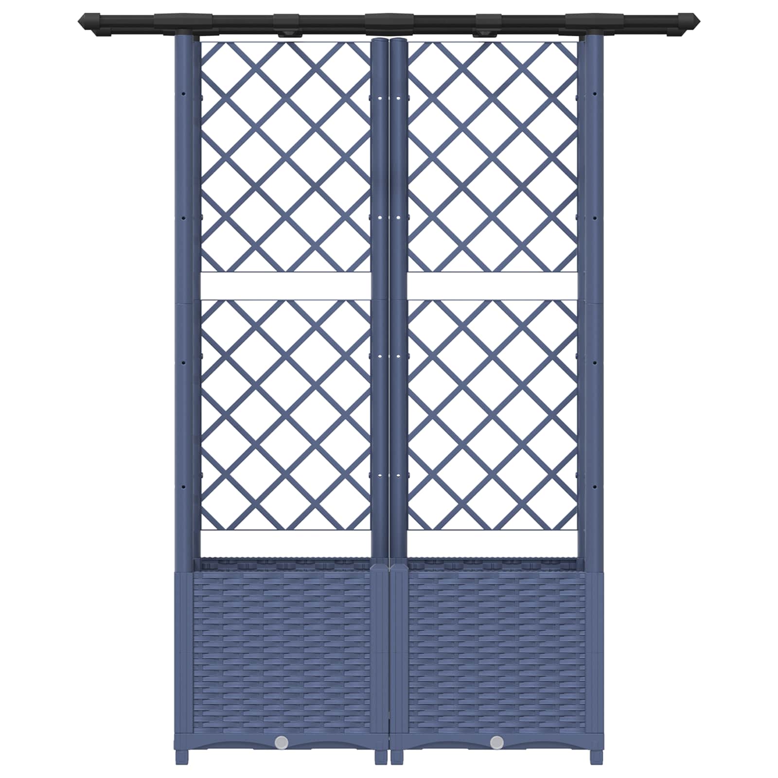 Verhoogd Bed met Trellis en Dak Grijs 124,5 x 40 x 138 cm PP image 4