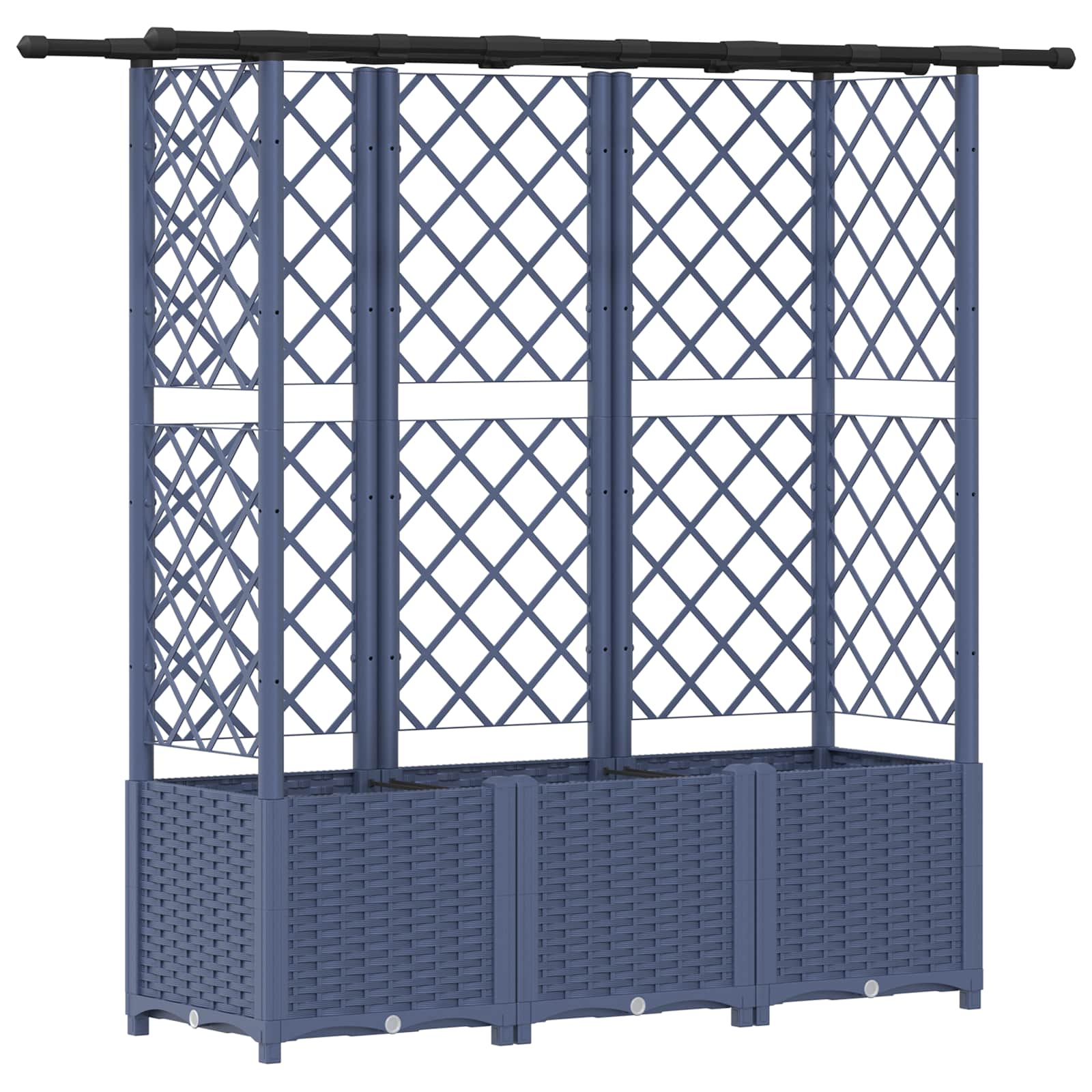 Verhoogd Bed met Trellis en Dak Grijs 162,5 x 40 x 138 cm PP image 2