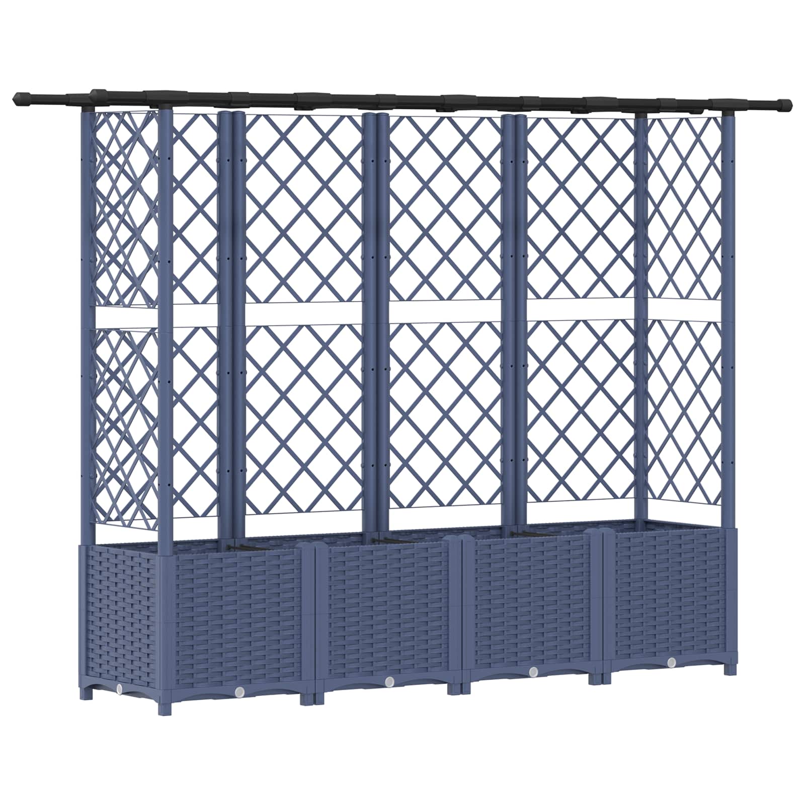 Verhoogd Bed met Trellis en Dak Grijs 203 x 40 x 138 cm PP image 2
