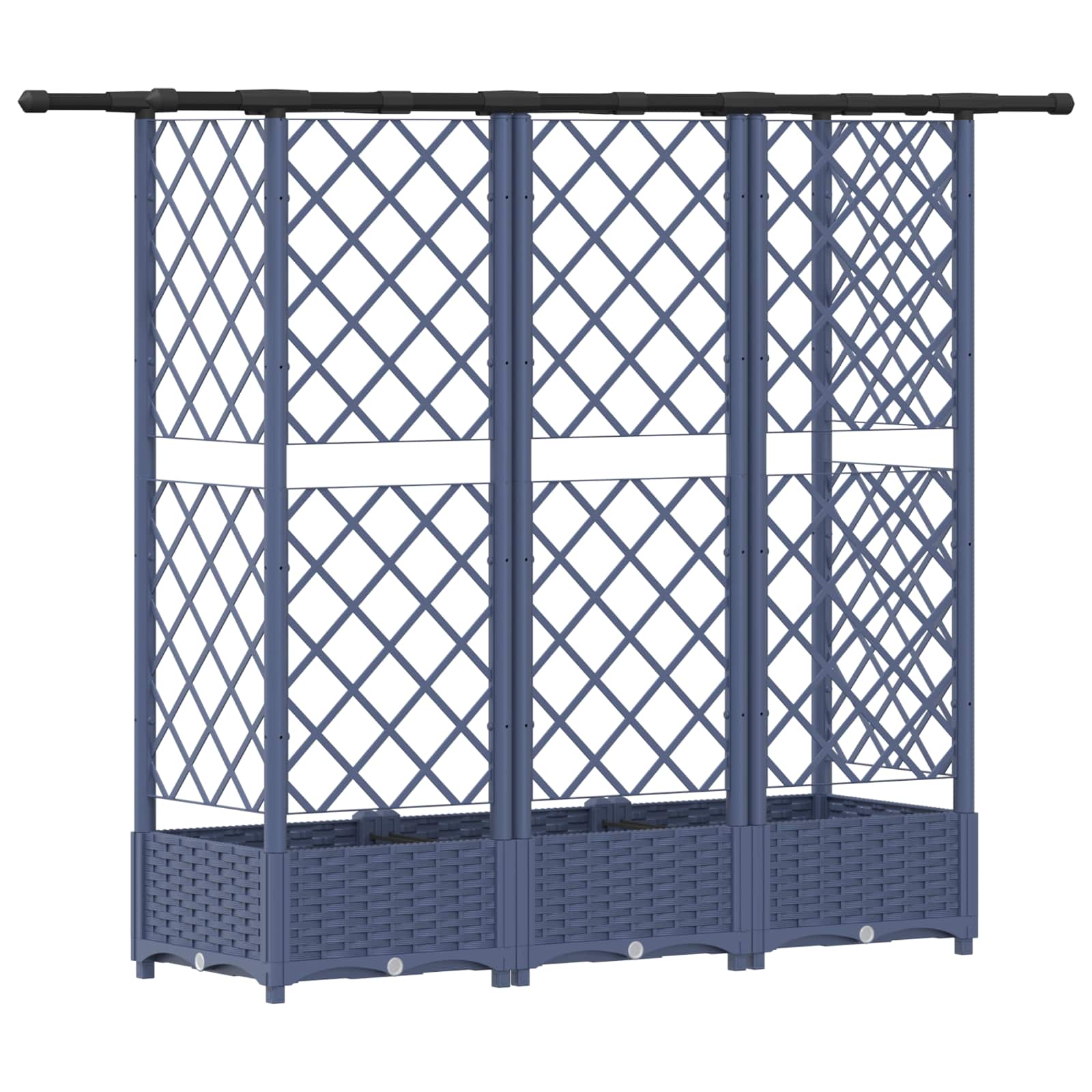 Verhoogd Bed met Trellis en Dak Grijs 164 x 40 x 123 cm PP image 5
