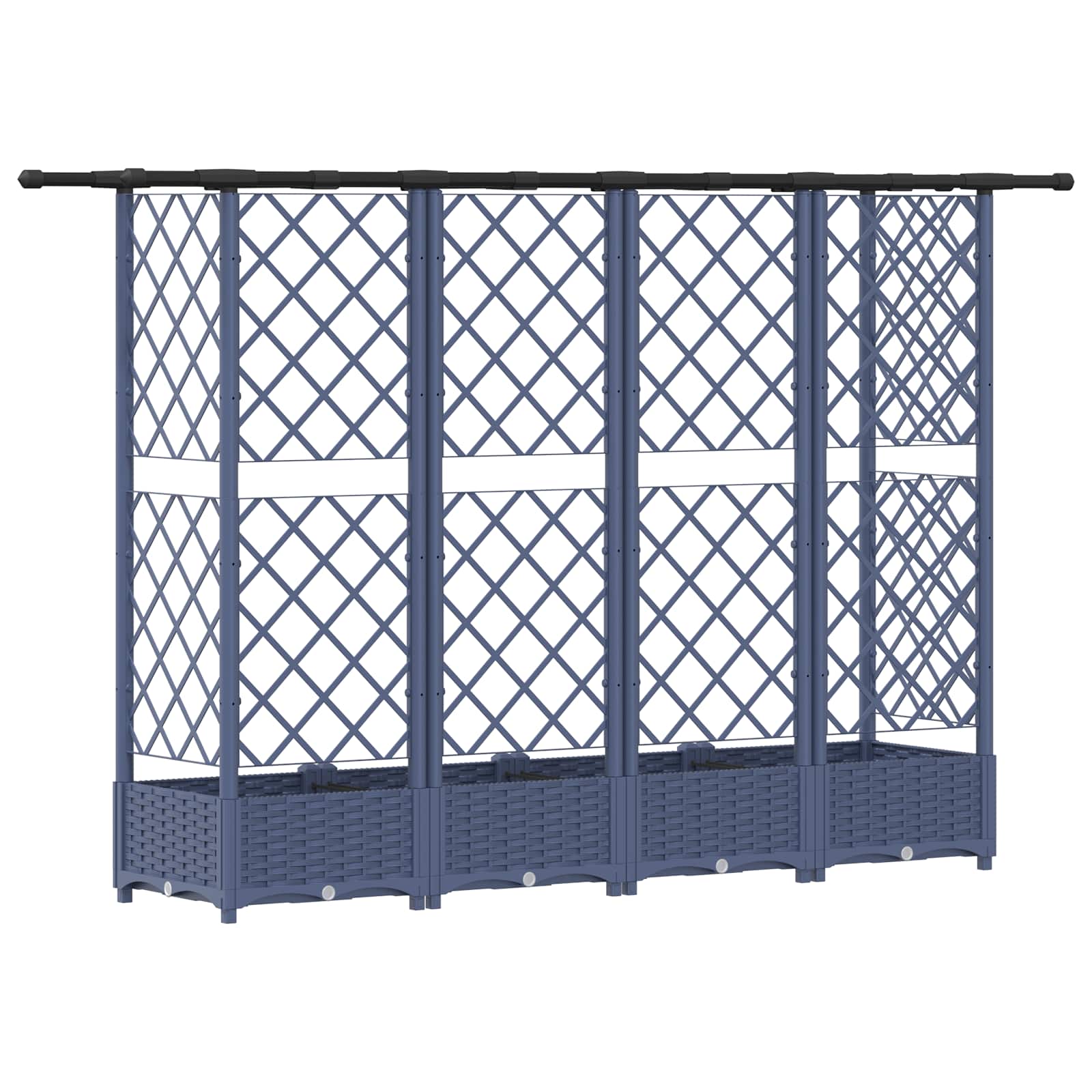 Verhoogd Bed met Trellis en Dak Grijs 202,5 x 40 x 123 cm PP image 5