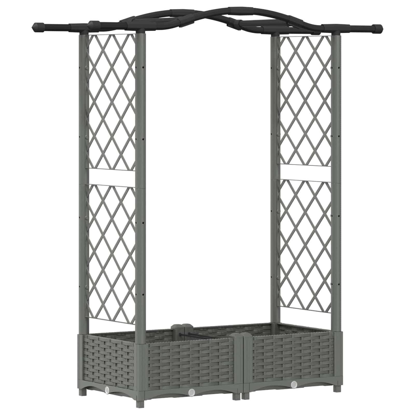 Verhoogd Bed met Trellis en Dak Lichtgrijs 124 x 40 x 125 cm PP image 2