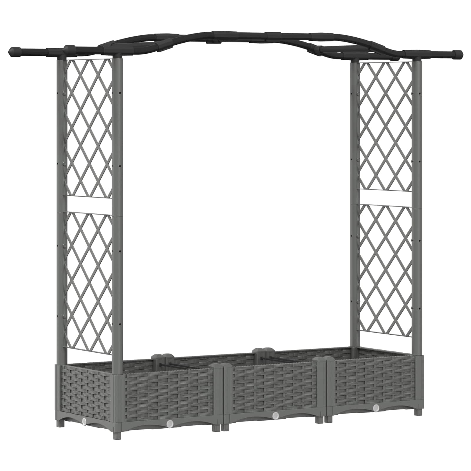 Verhoogd Bed met Trellis en Dak Lichtgrijs 169 x 40 x 125 cm PP image 2