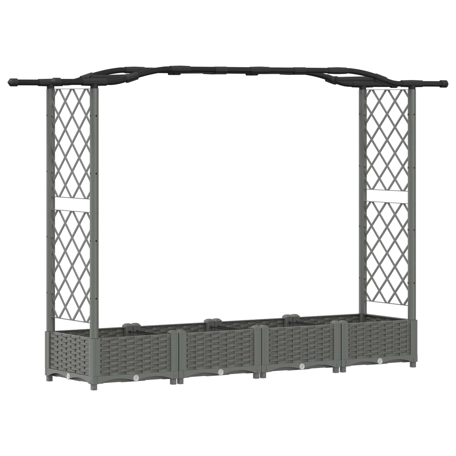 Verhoogd Bed met Trellis en Dak Lichtgrijs 207 x 40 x 126 cm PP image 2