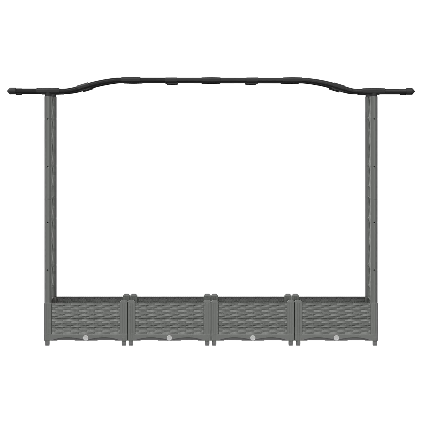 Verhoogd Bed met Trellis en Dak Lichtgrijs 207 x 40 x 126 cm PP image 4