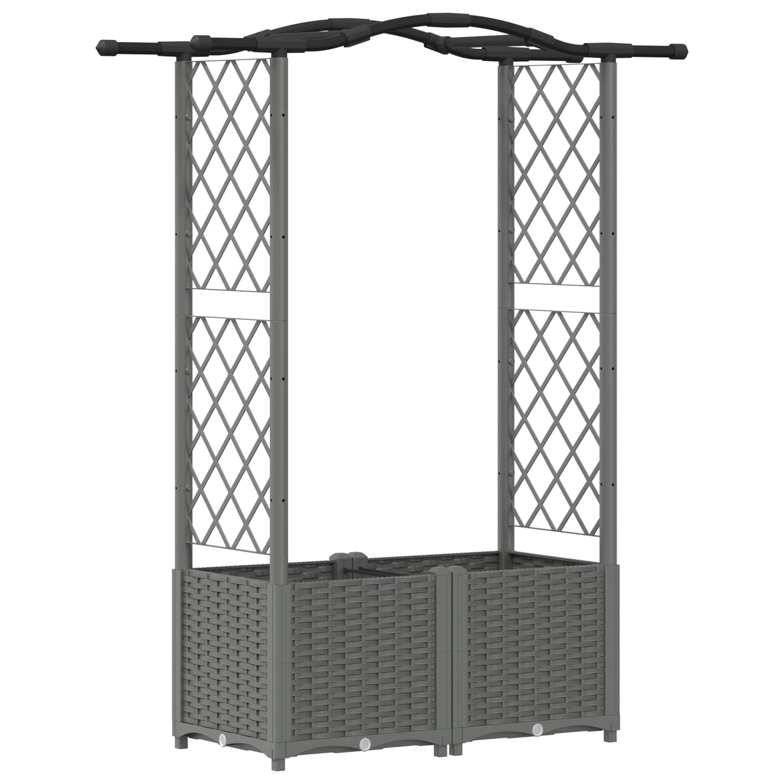 Verhoogd Bed met Trellis en Dak Lichtgrijs 125 x 40 x 138 cm PP image 2