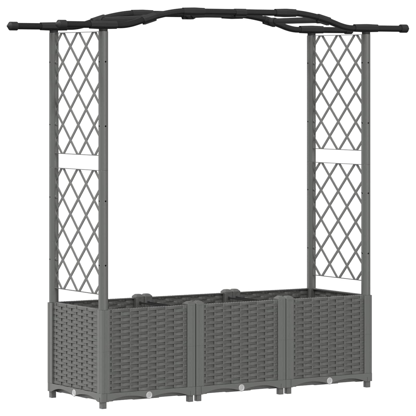 Verhoogd Bed met Trellis en Dak Lichtgrijs 164 x 40 x 142 cm PP image 2
