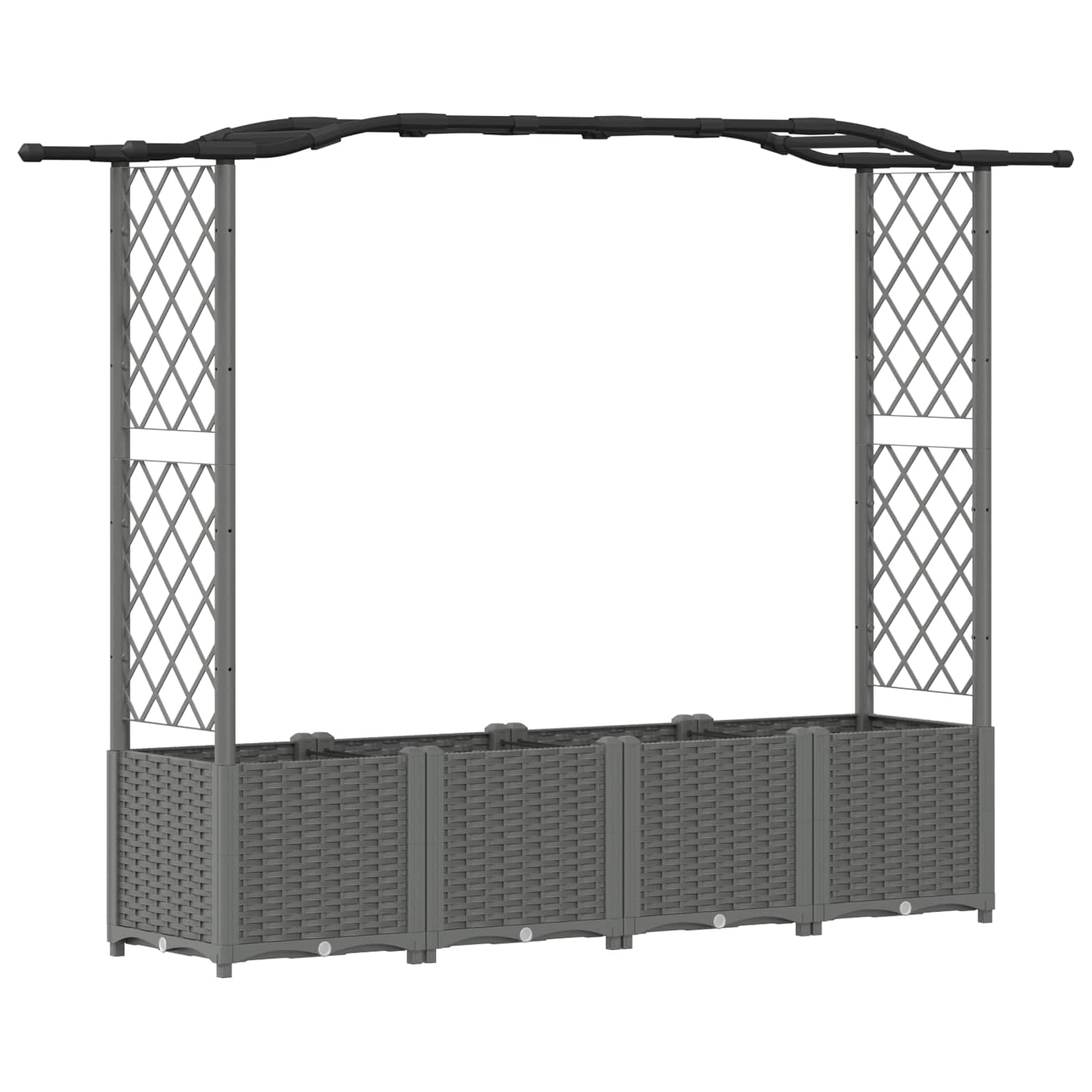 Verhoogd Bed met Trellis en Dak Lichtgrijs 204 x 40 x 141 cm PP image 2