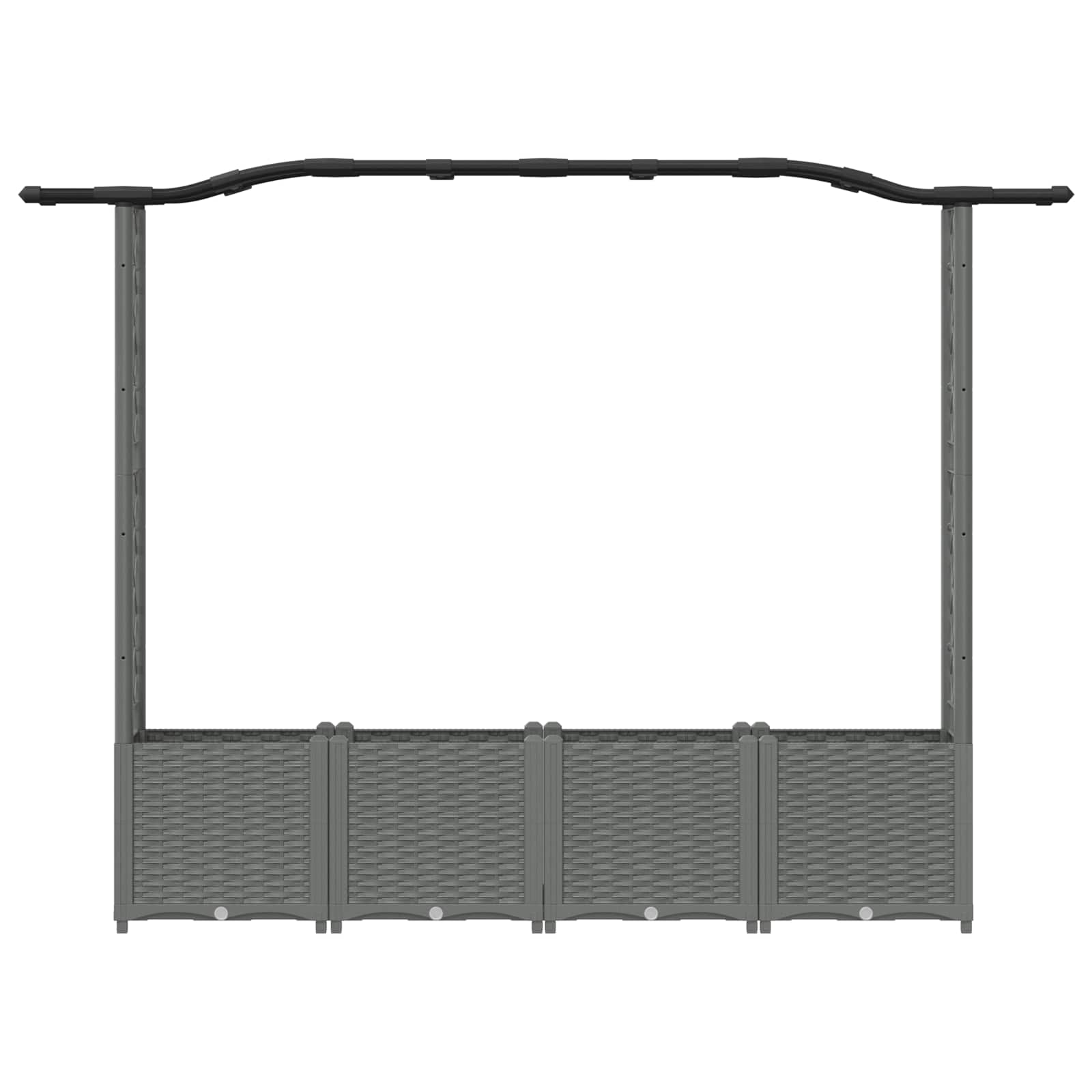 Verhoogd Bed met Trellis en Dak Lichtgrijs 204 x 40 x 141 cm PP image 4