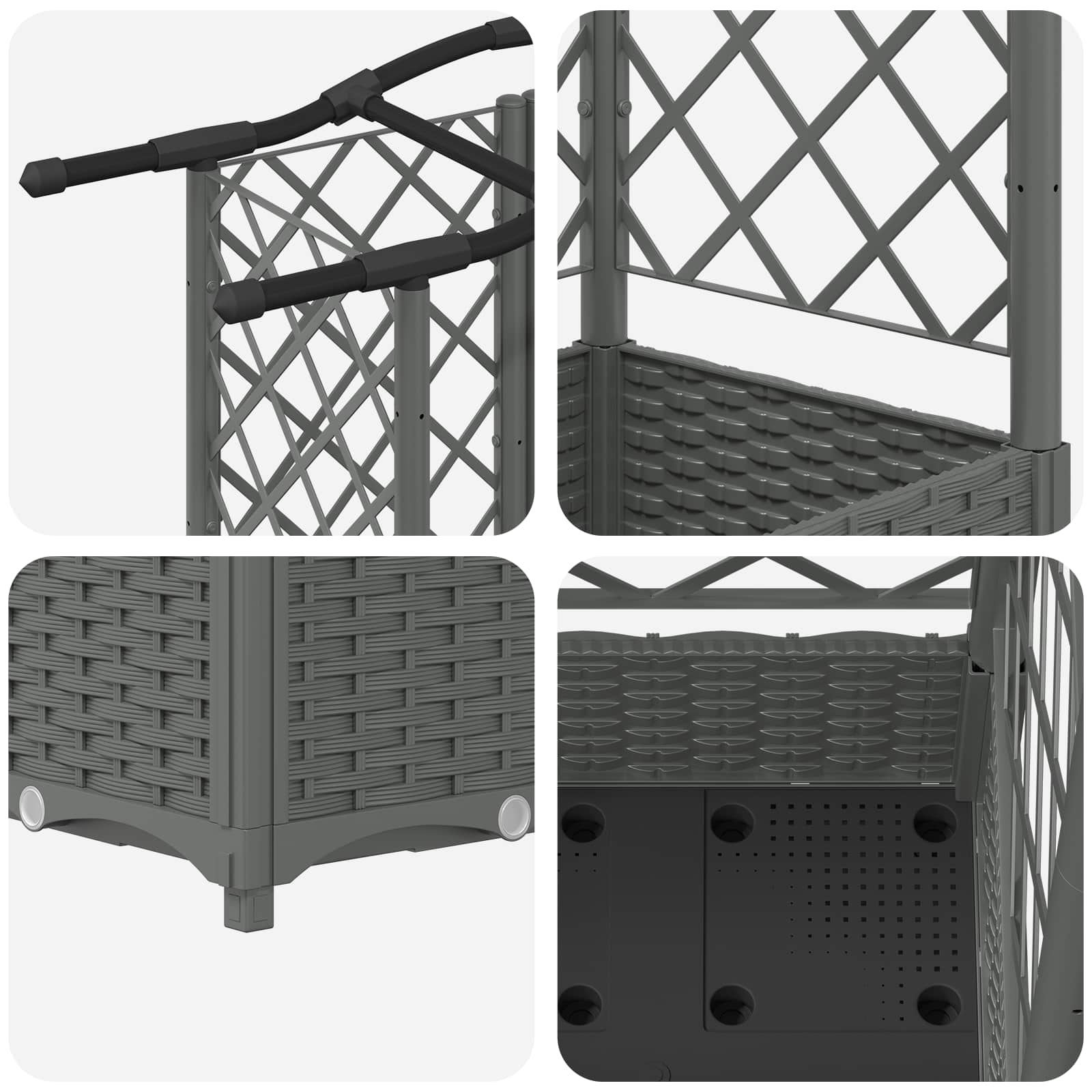 Verhoogd Bed met Trellis en Dak Lichtgrijs 124 x 40 x 123 cm PP image 6