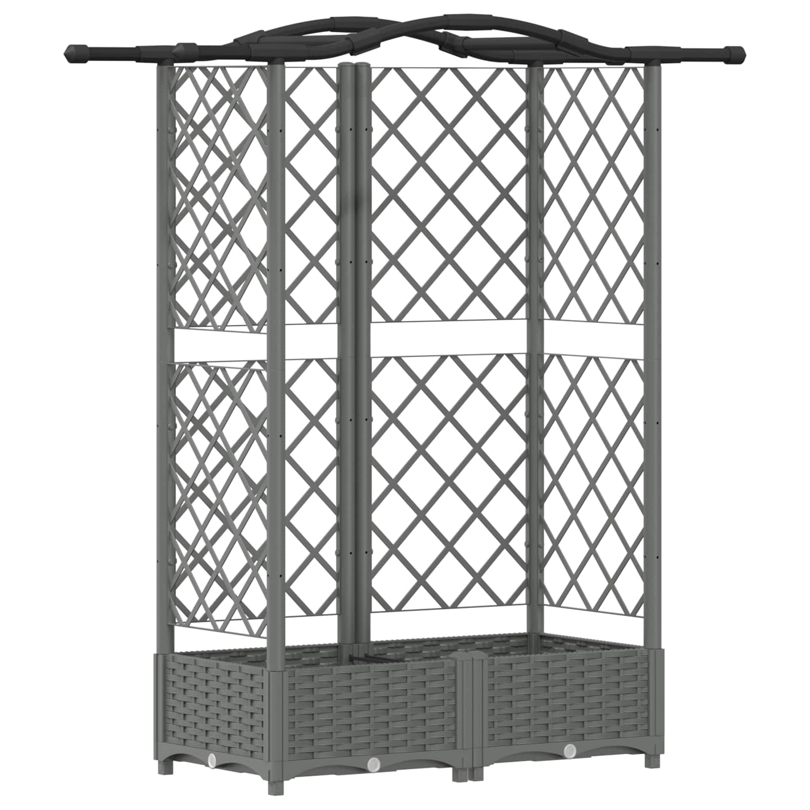 Verhoogd Bed met Trellis en Dak Lichtgrijs 124 x 40 x 123 cm PP image 2
