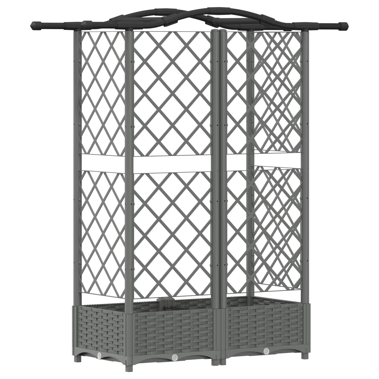 Verhoogd Bed met Trellis en Dak Lichtgrijs 124 x 40 x 123 cm PP image 5