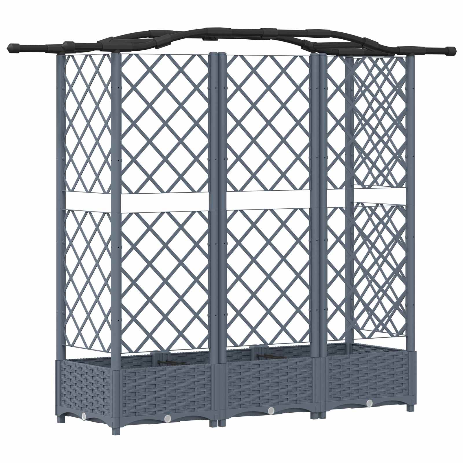 Verhoogd Bed met Trellis en Dak Lichtgrijs 163 x 40 x 126 cm PP image 5