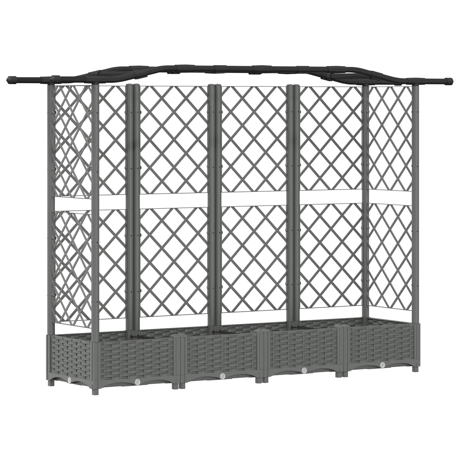 Verhoogd Bed met Trellis en Dak Lichtgrijs 203,5 x 40 x 123 cm image 2