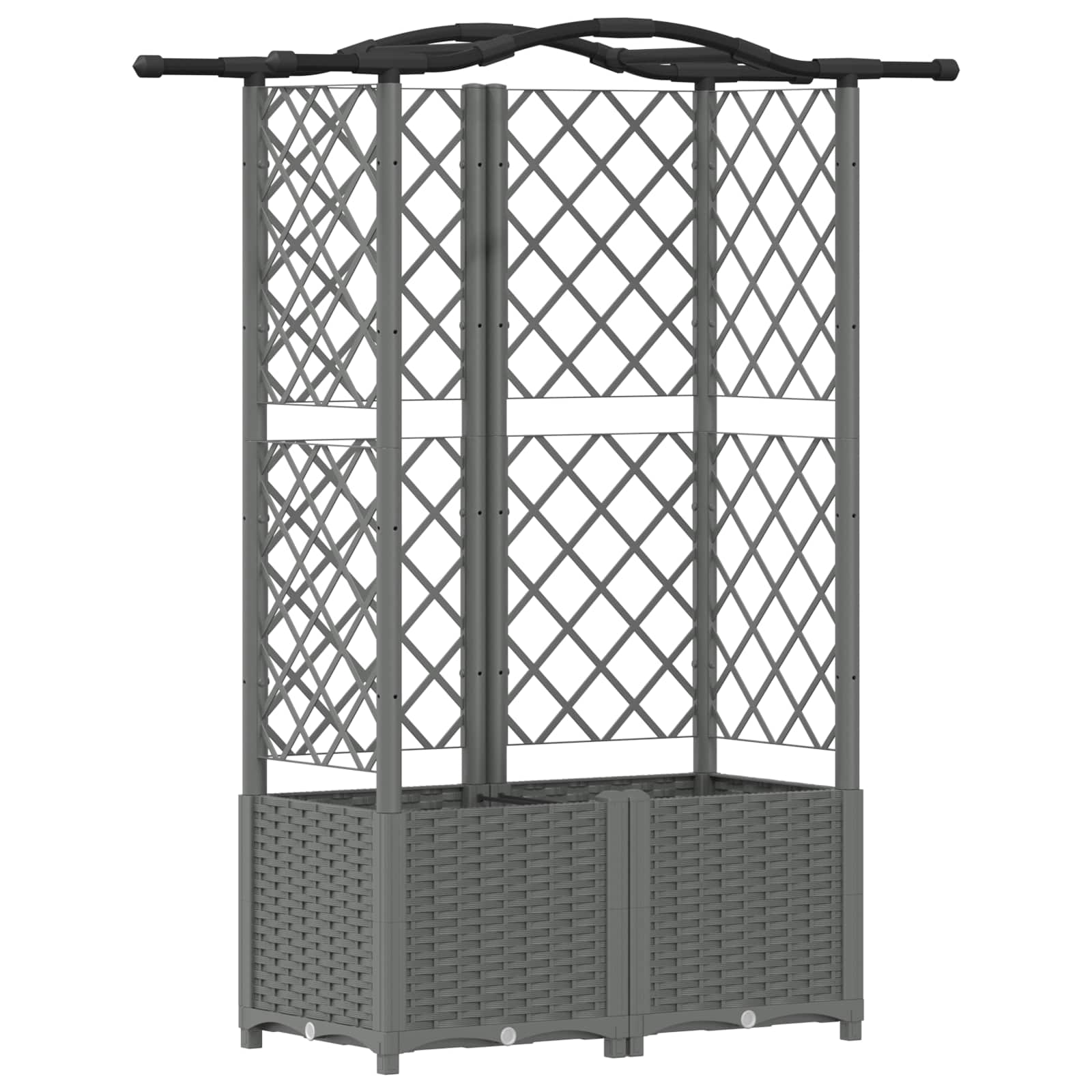 Verhoogd Bed met Trellis en Dak Lichtgrijs 122 x 40 x 138 cm PP image 2
