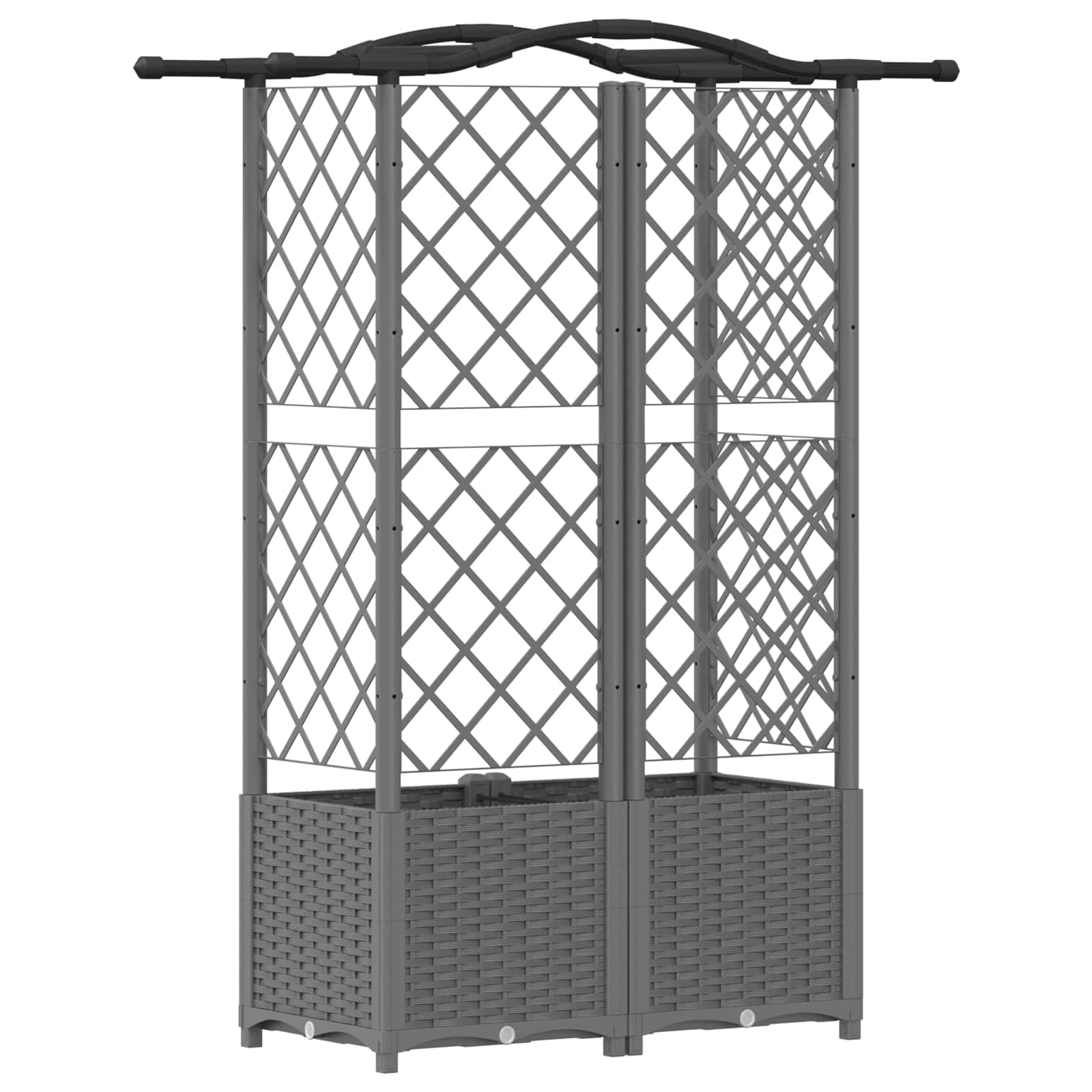 Verhoogd Bed met Trellis en Dak Lichtgrijs 122 x 40 x 138 cm PP image 5