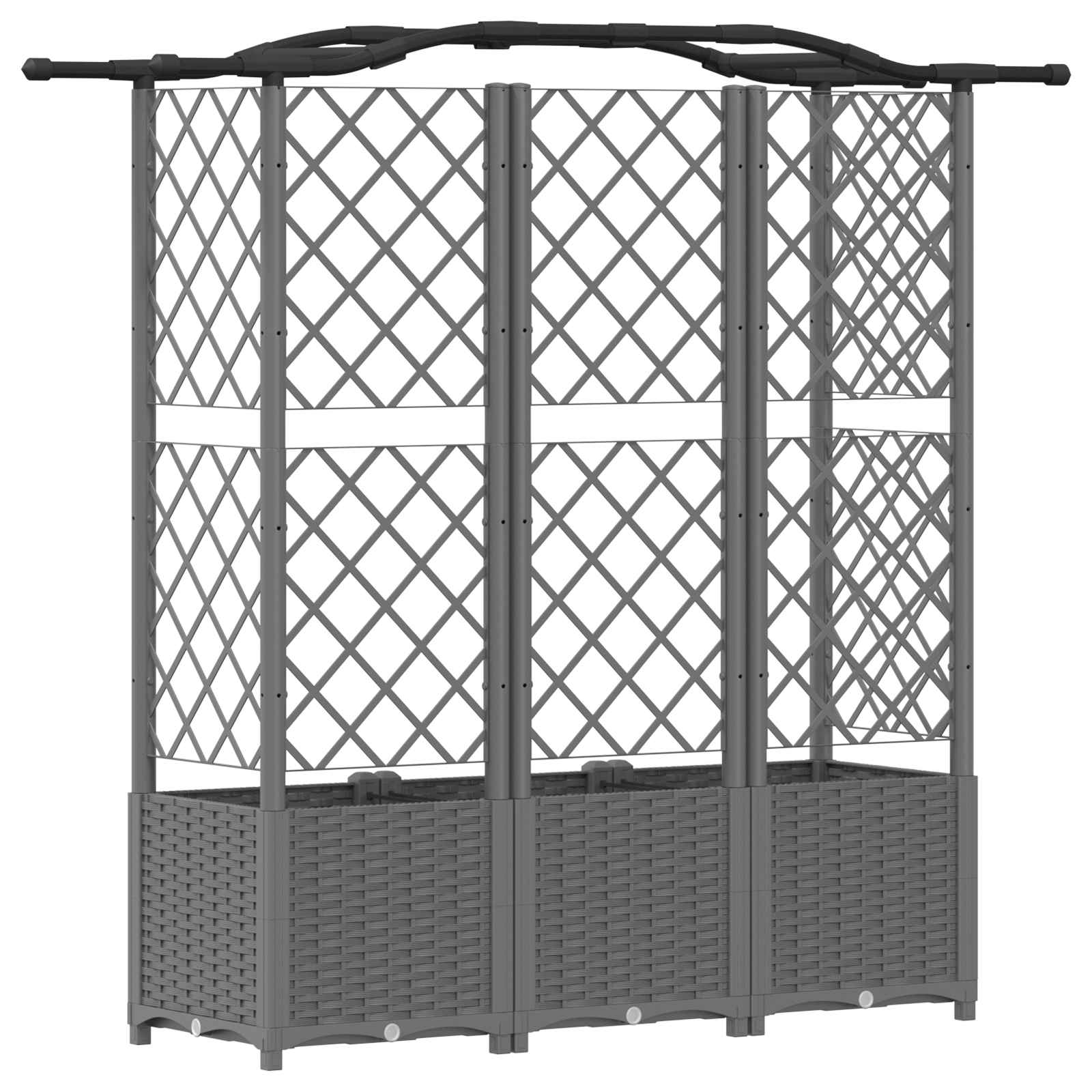Verhoogd Bed met Trellis en Dak Lichtgrijs 163 x 40 x 138 cm PP image 5